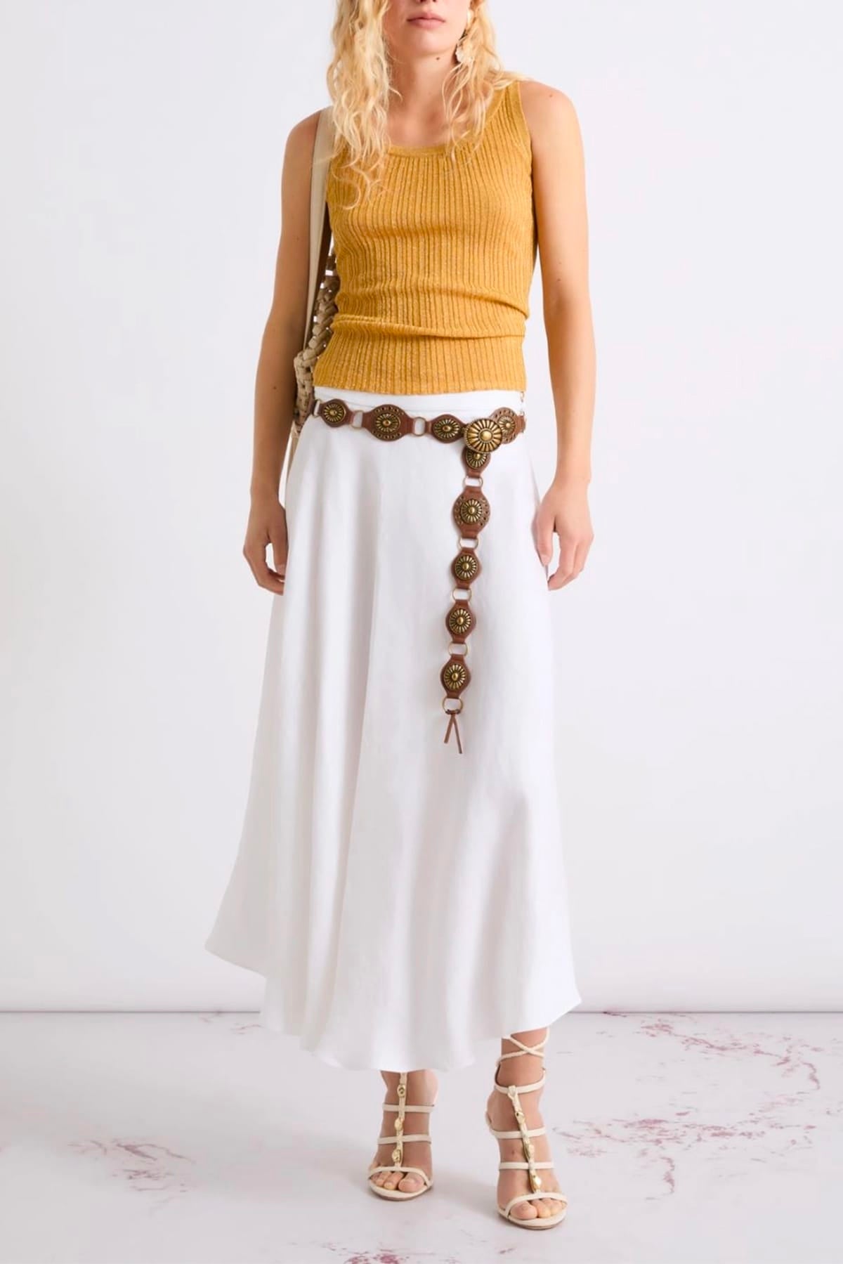 MARELLA GONNA  Gonna bianca in lino donna Marella Mllgiostra