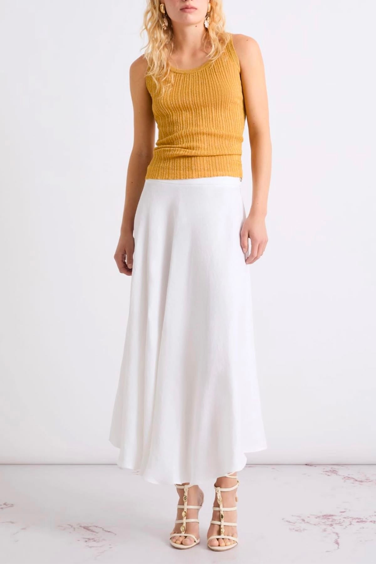 MARELLA GONNA  Gonna bianca in lino donna Marella Mllgiostra