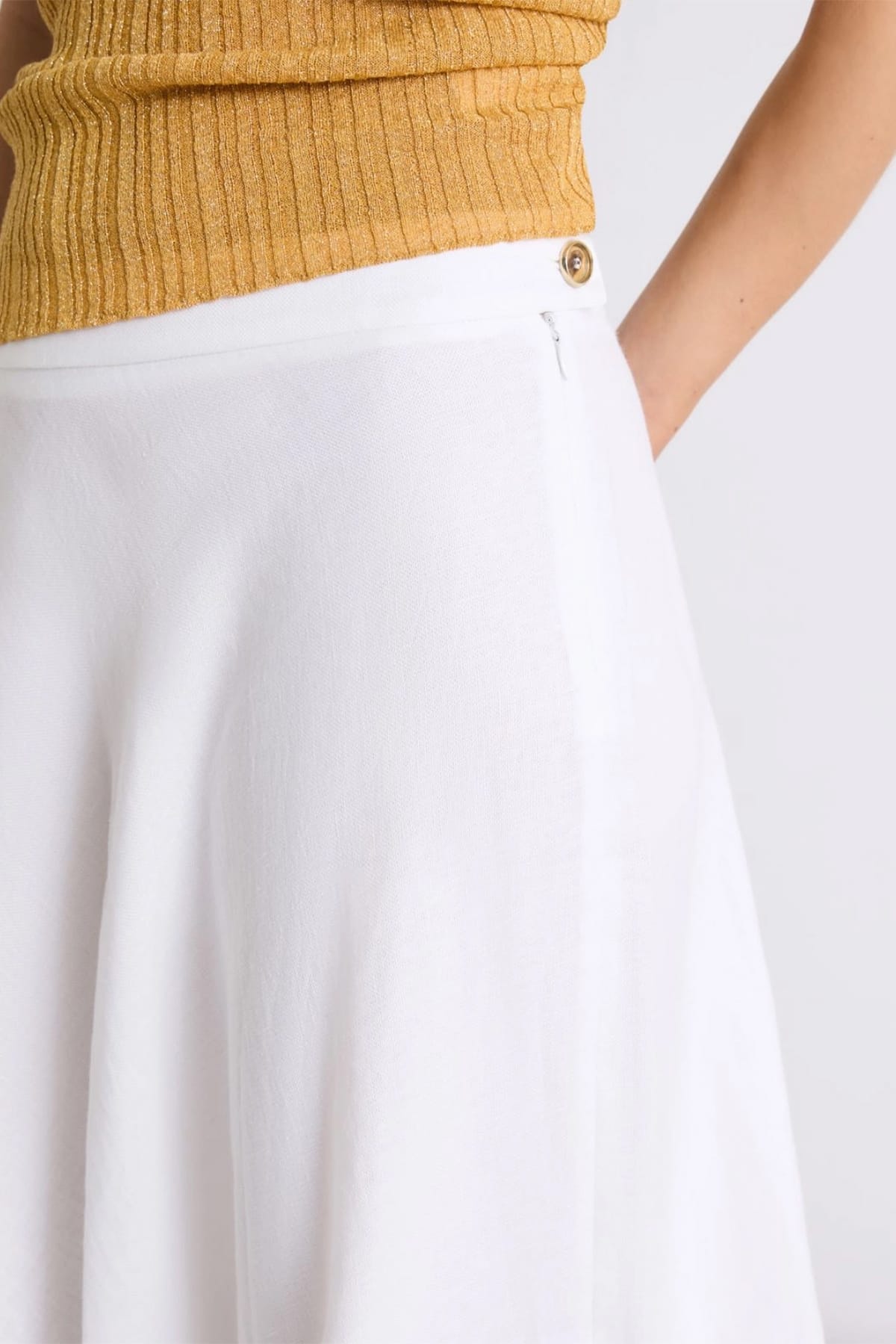 MARELLA GONNA  BIANCO OTTICO / 34 Gonna bianca in lino donna Marella Mllgiostra