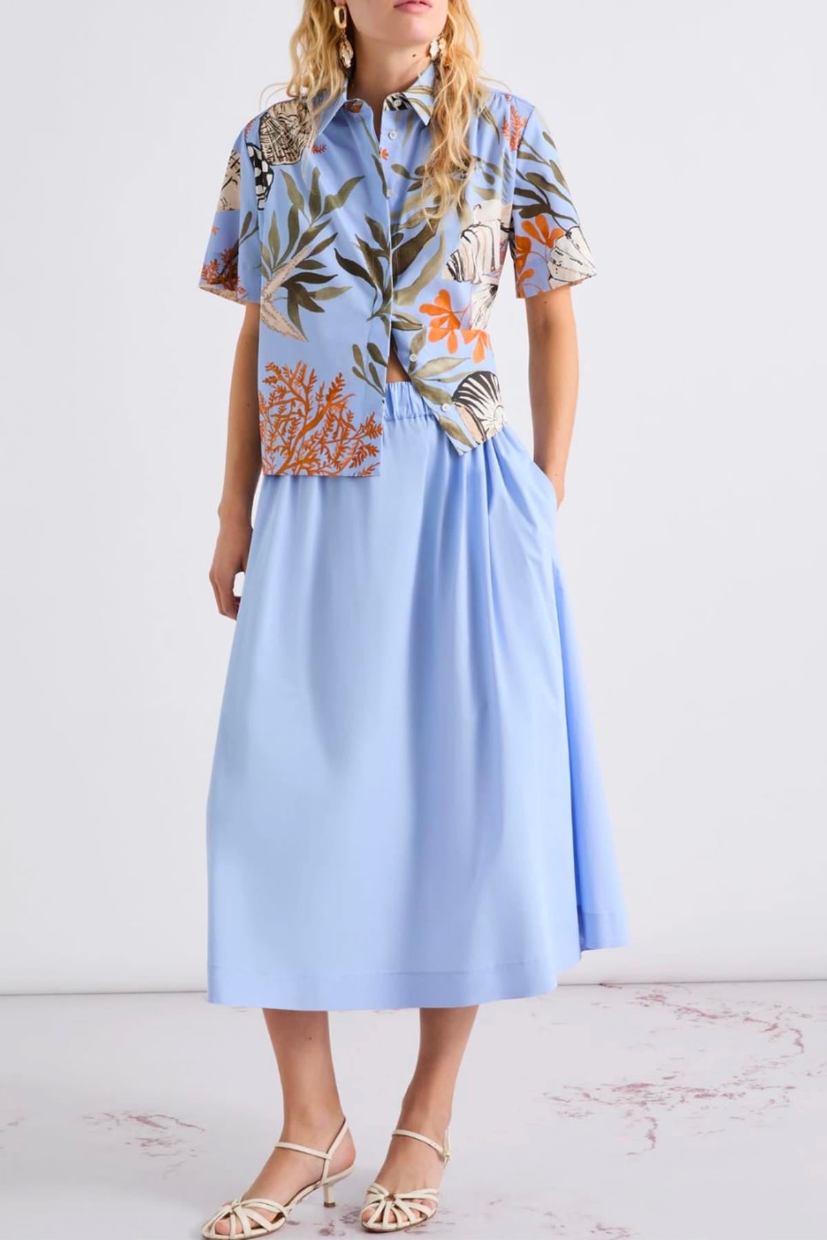 MARELLA GONNA  Gonna in cotone Marella azzurra Mllmemore