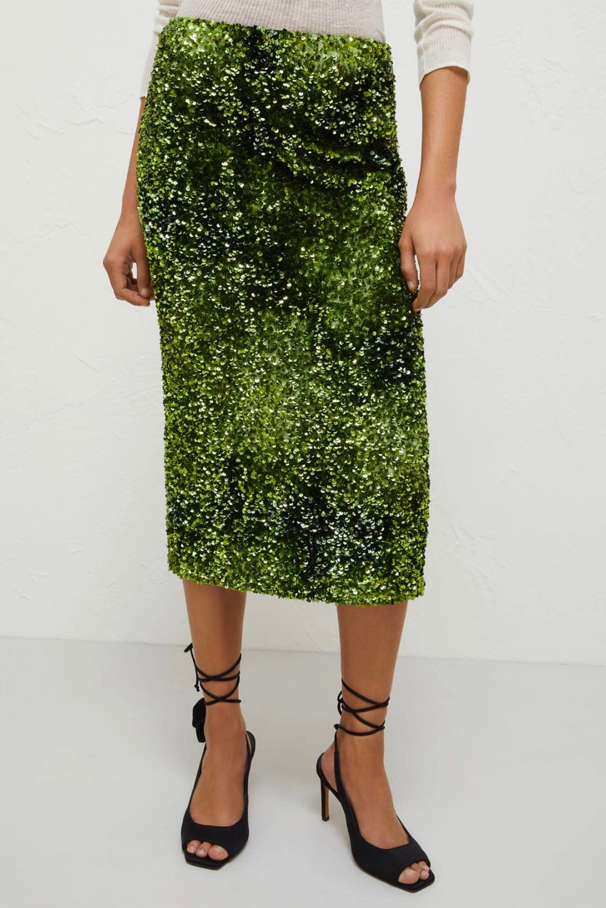 MARELLA GONNA IN JERSEY  VERDE / XXS Gonna in Paillettes Verde Marella Nichols2