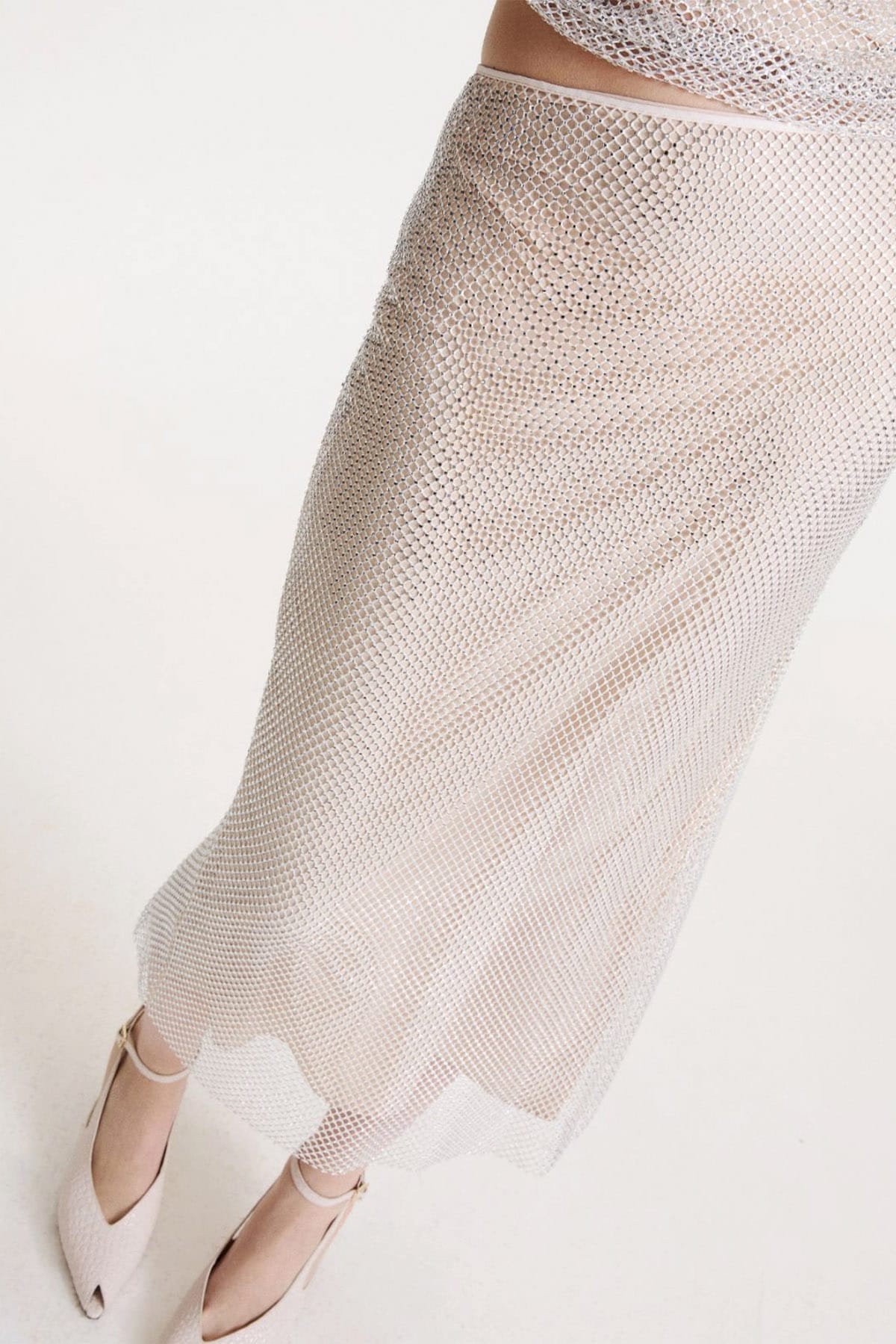 MARELLA GONNA IN JERSEY  GESSO CON STRASS / XXS Gonna in rete con strass Marella Mllbriose