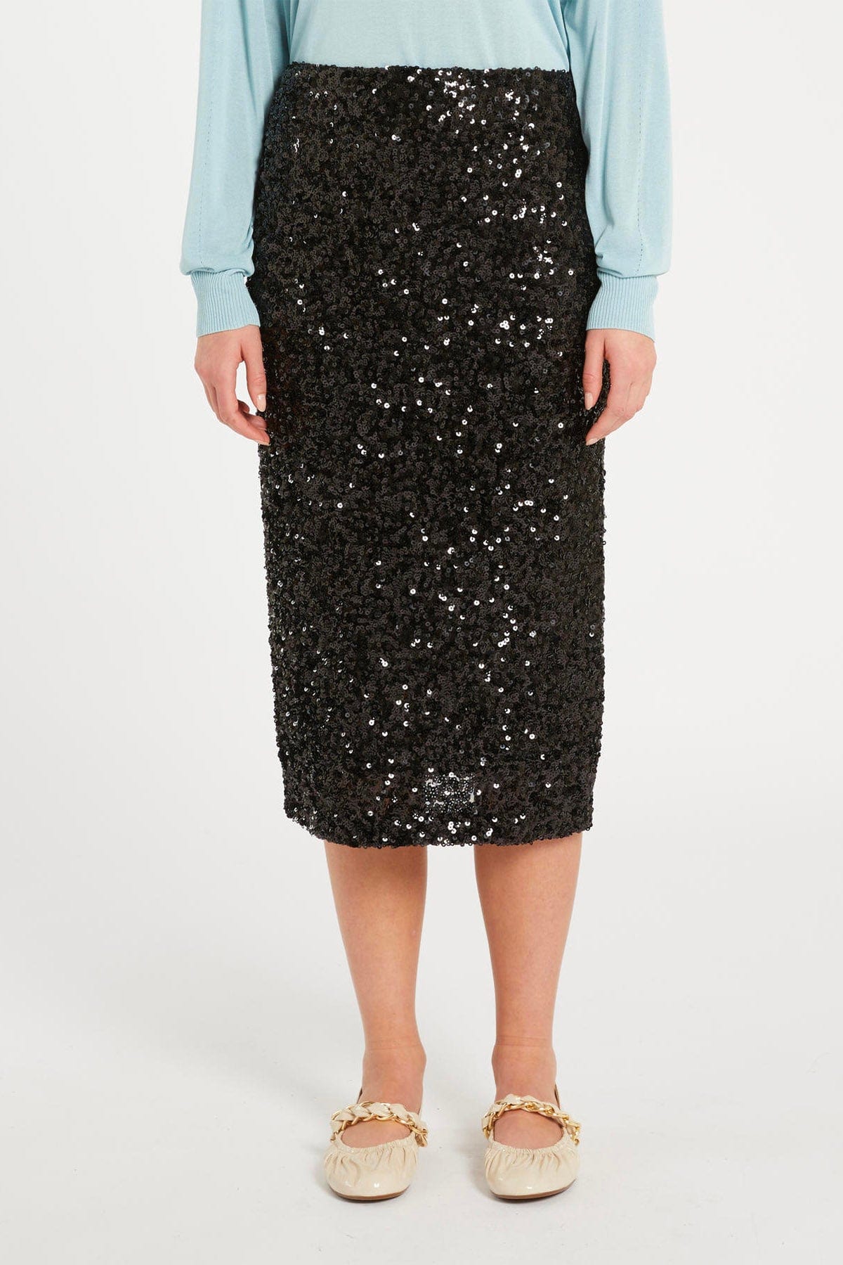 MARELLA GONNA IN JERSEY  NERO / XXS Gonna midi con dettaglio pailletes Marella Rennes