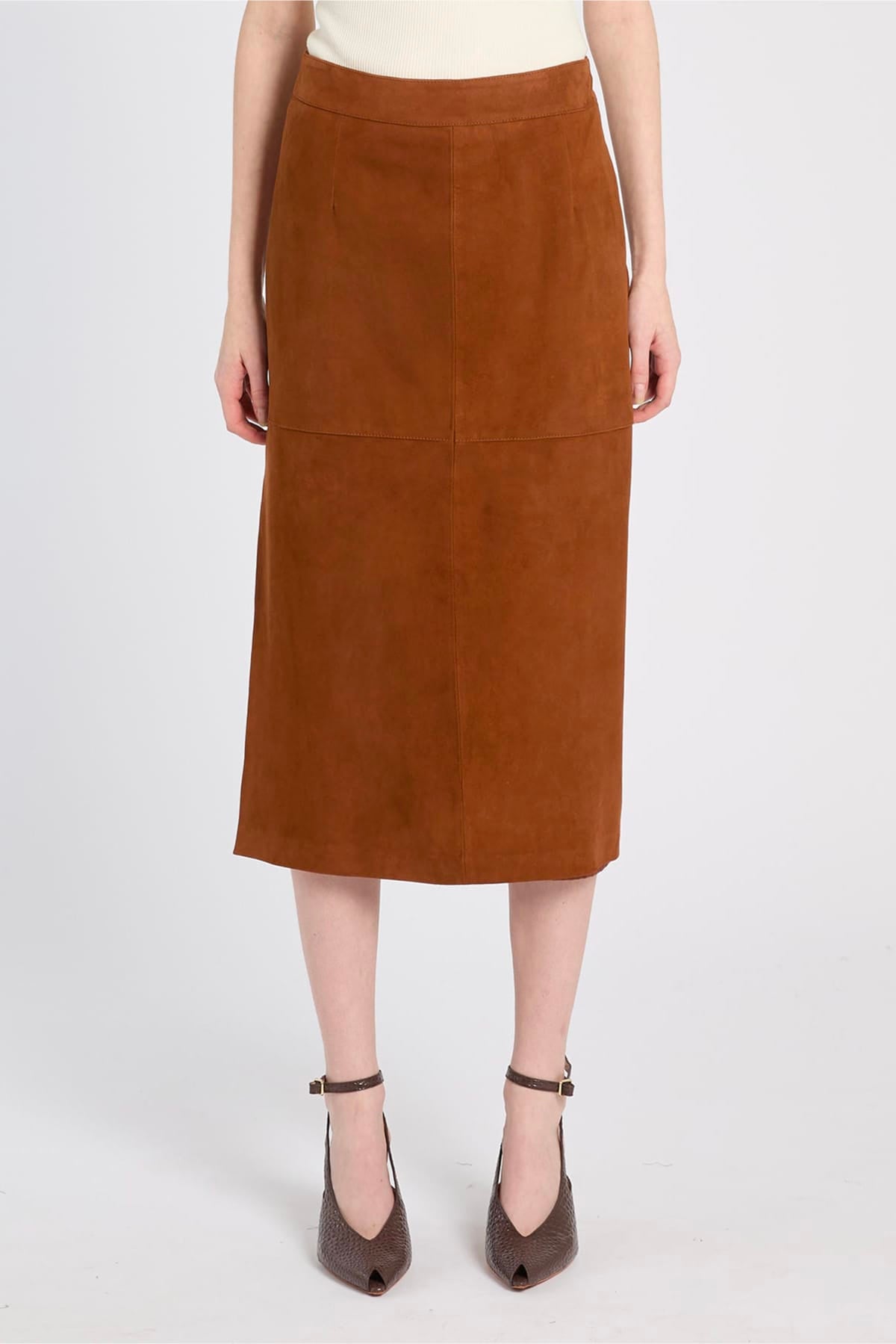 MARELLA GONNA IN PELLE COGNAC / 34 Gonna in pelle donna Marella Mllmarmo