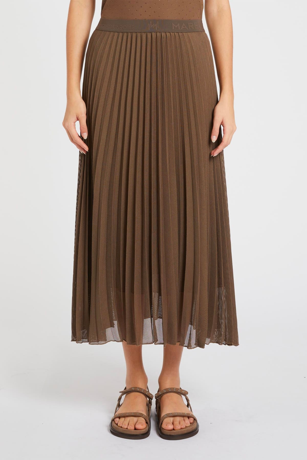 MARELLA GONNA  MARRONE / 34 Gonna plissè Marella Monochrome Mlmgabbia