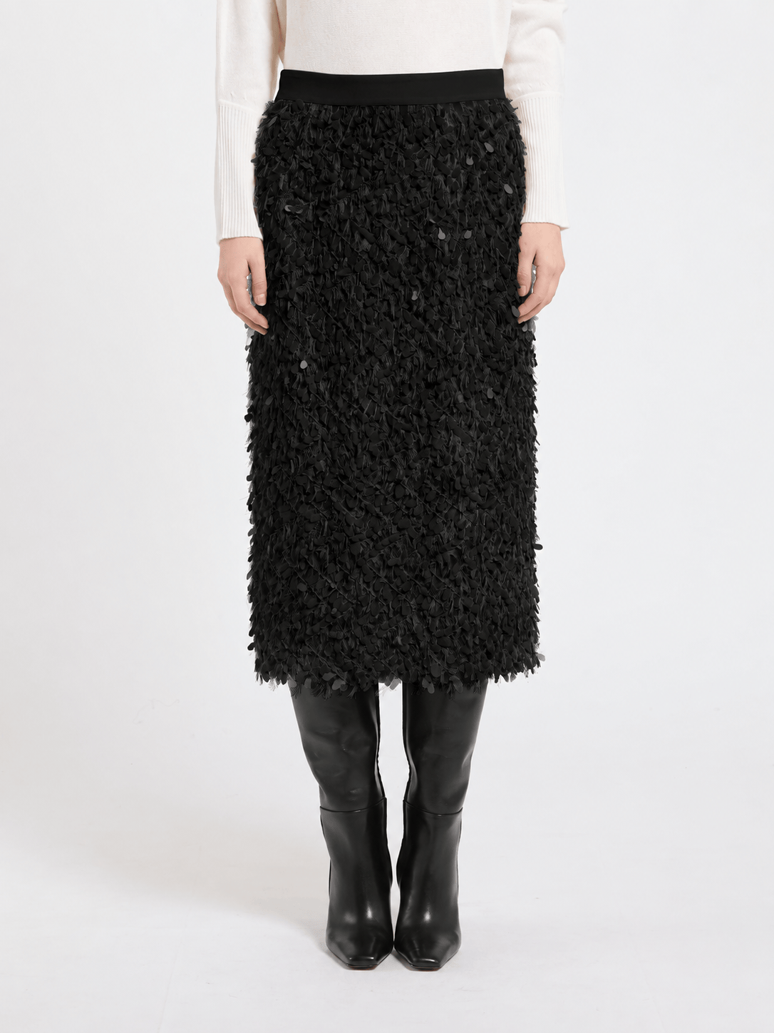 MARELLA GONNA  NERO CON PAILLETTES / 34 Gonna in maglia con paillettes Marella Mllmemore