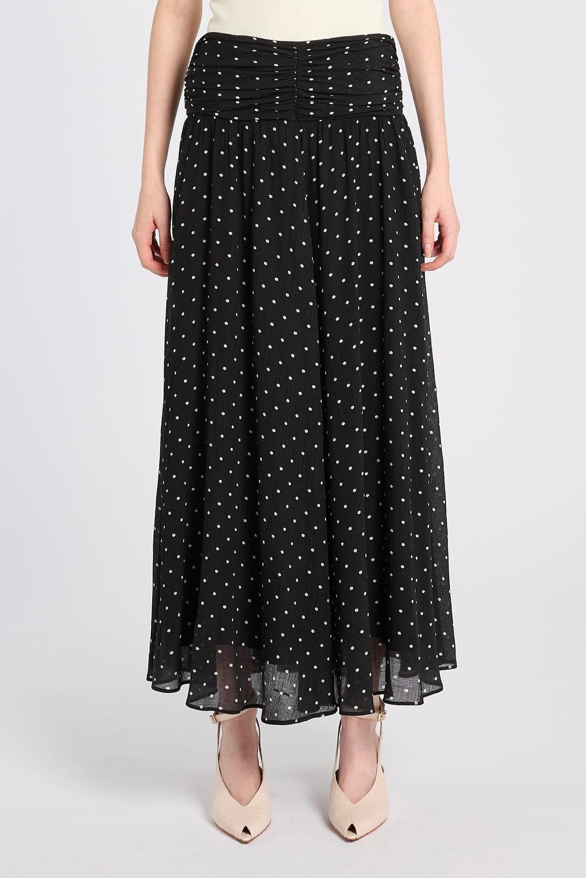 MARELLA GONNA  NERO POIS / 34 Gonna in pois lunga in tulle Marella Mllariano