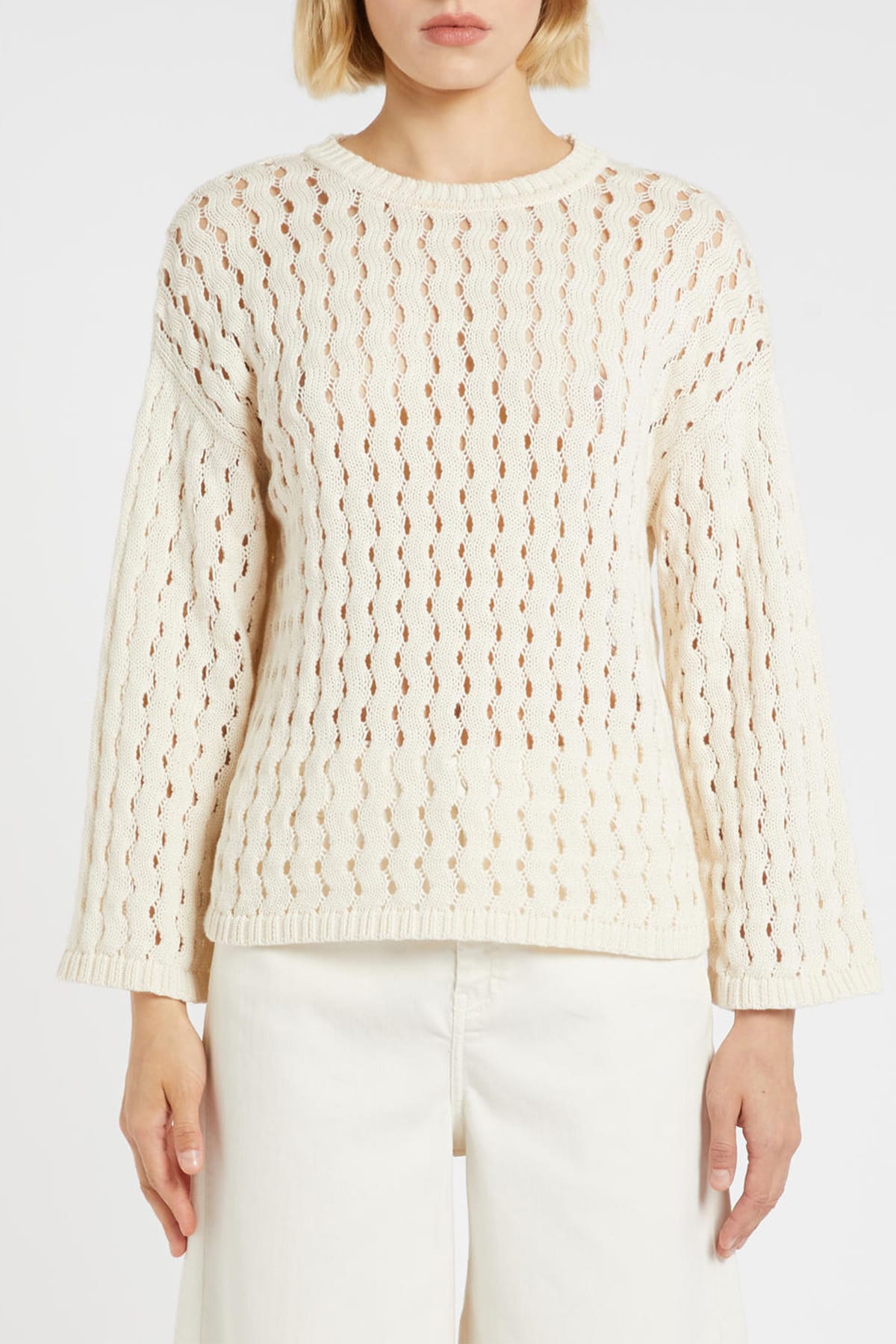 MARELLA MAGLIA-CANOTTIERA-TOP  BIANCO / XXS Maglia tricot in cotone Marella Monochrome Mlmfiorire