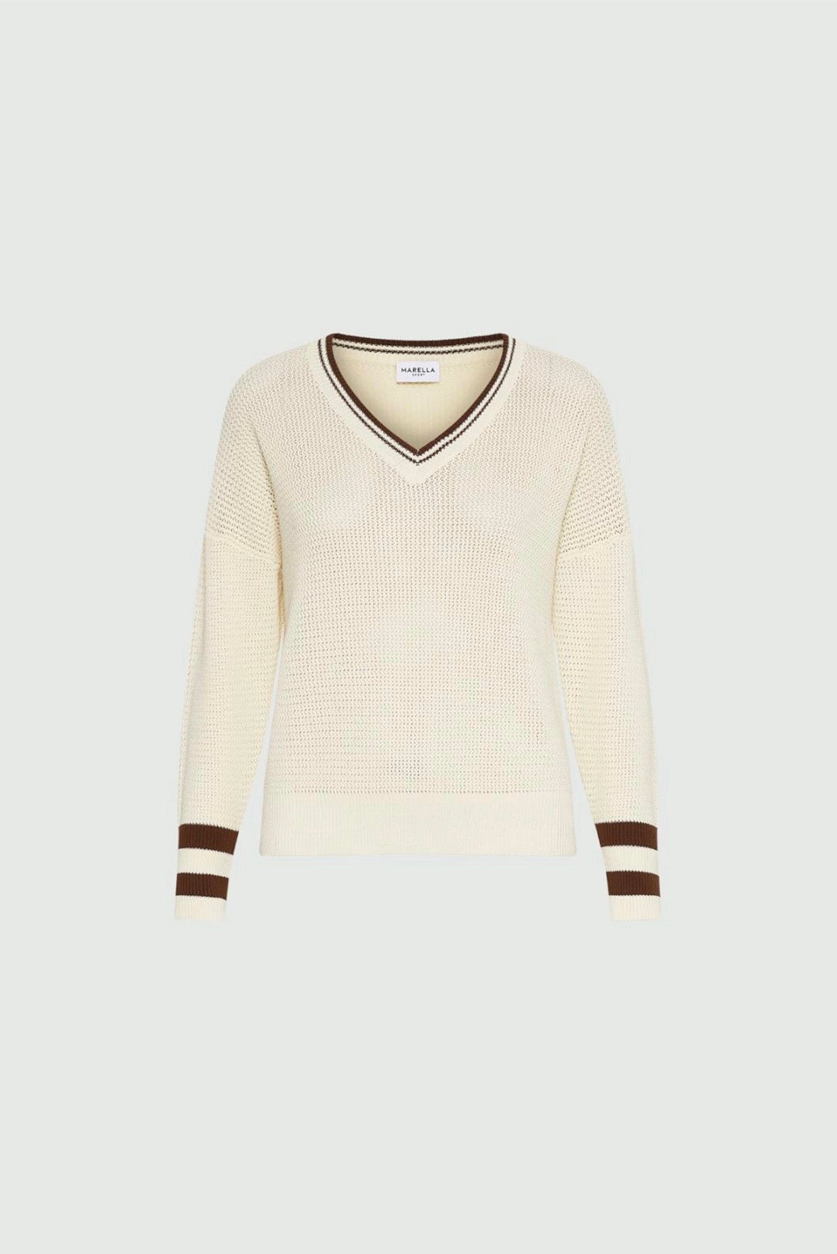 MARELLA MAGLIA-CANOTTIERA-TOP  CREMA / MARRONE / XXS Maglia in cotone donna Marella Festoso