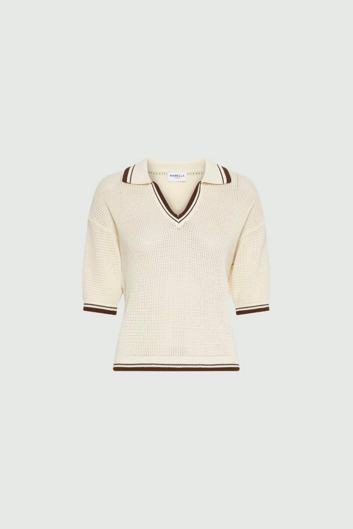 MARELLA MAGLIA-CANOTTIERA-TOP  CREMA / MARRONE / XXS Maglia in cotone donna Marella Lembi