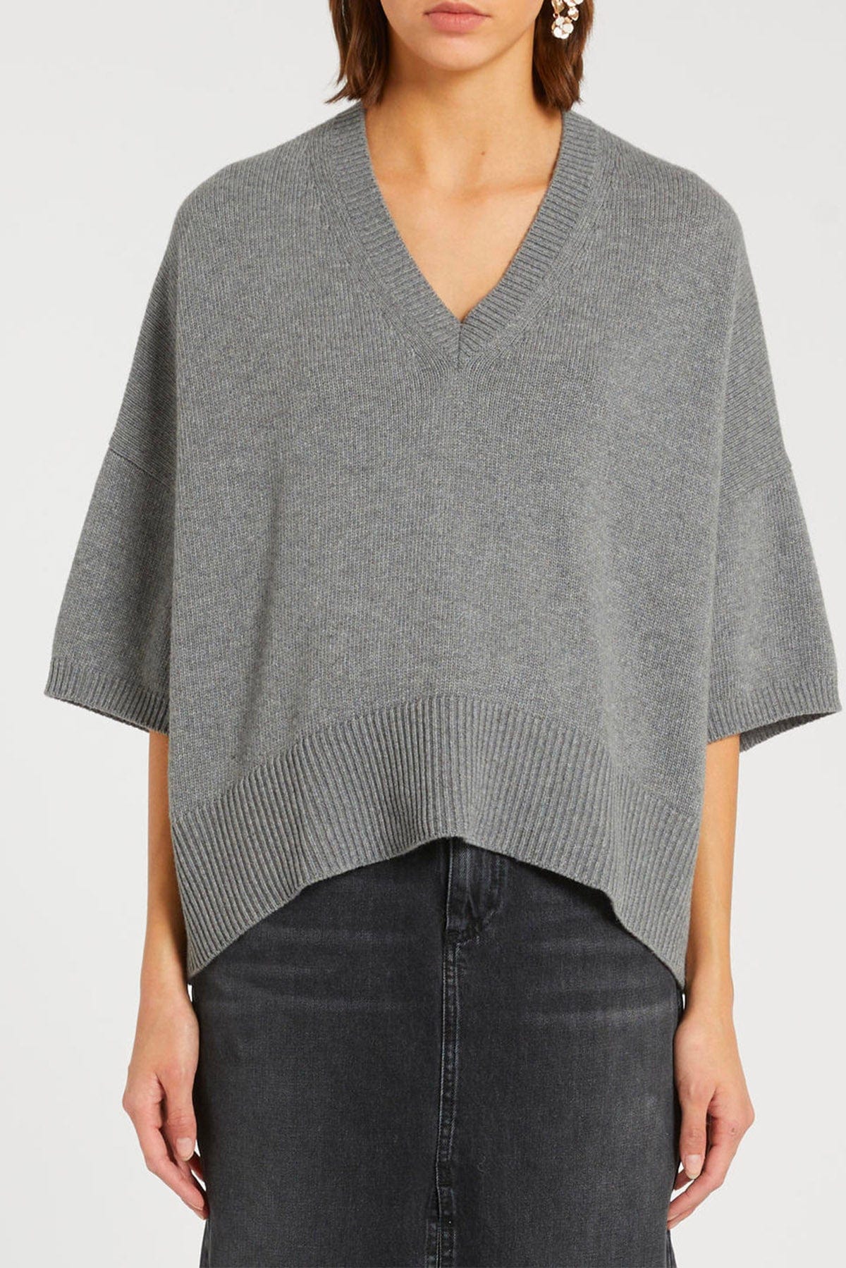 MARELLA MAGLIA-CANOTTIERA-TOP  GRIGIO MEDIO / XXS Maglia in lana e cashmere donna Marella Goletta