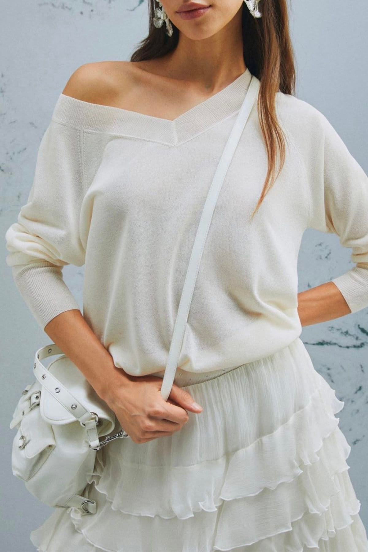 MARELLA MAGLIA-CANOTTIERA-TOP  Maglia in tulle bianca Marella Monochrome Mlmtubo