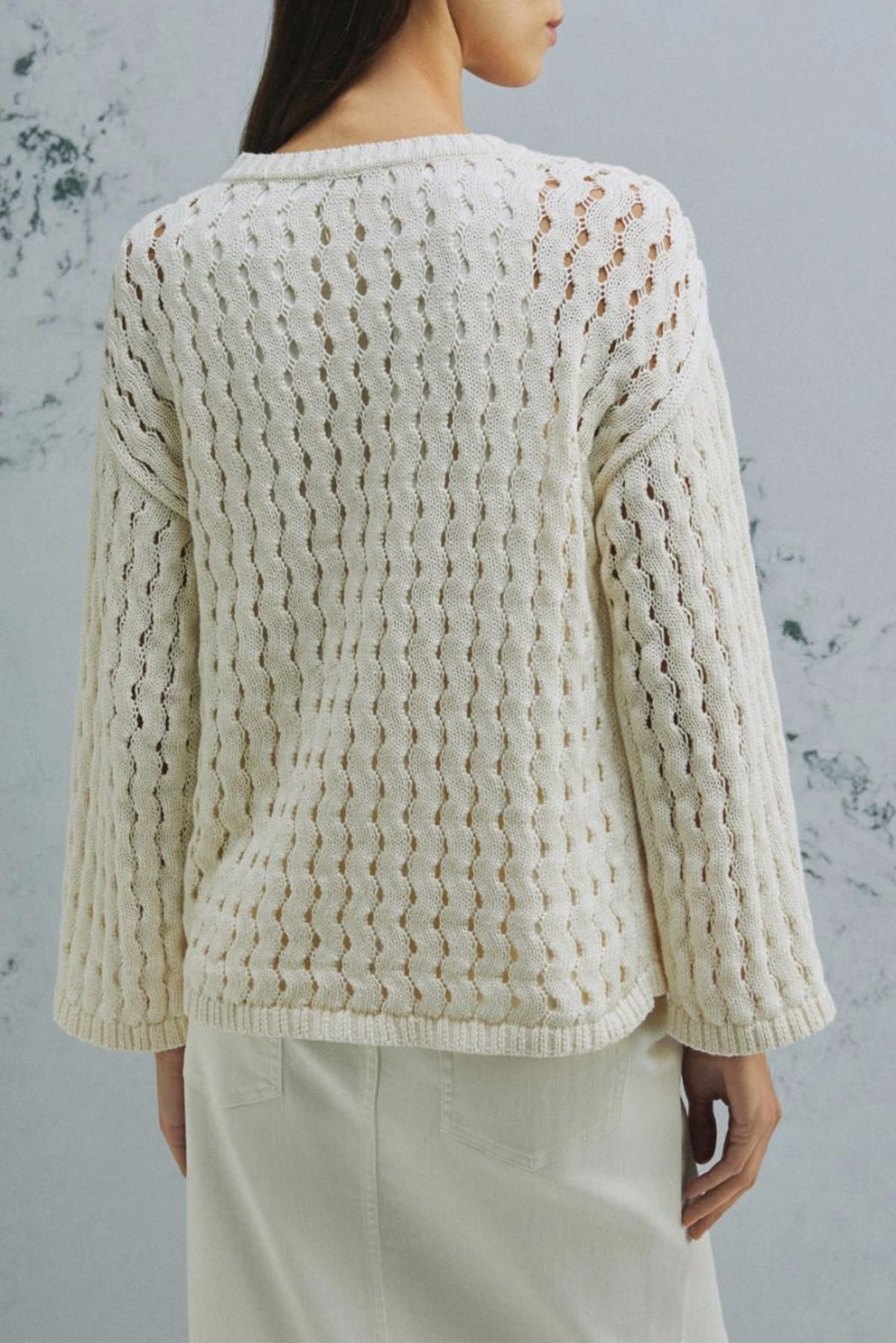 MARELLA MAGLIA-CANOTTIERA-TOP  Maglia tricot in cotone Marella Monochrome Mlmfiorire