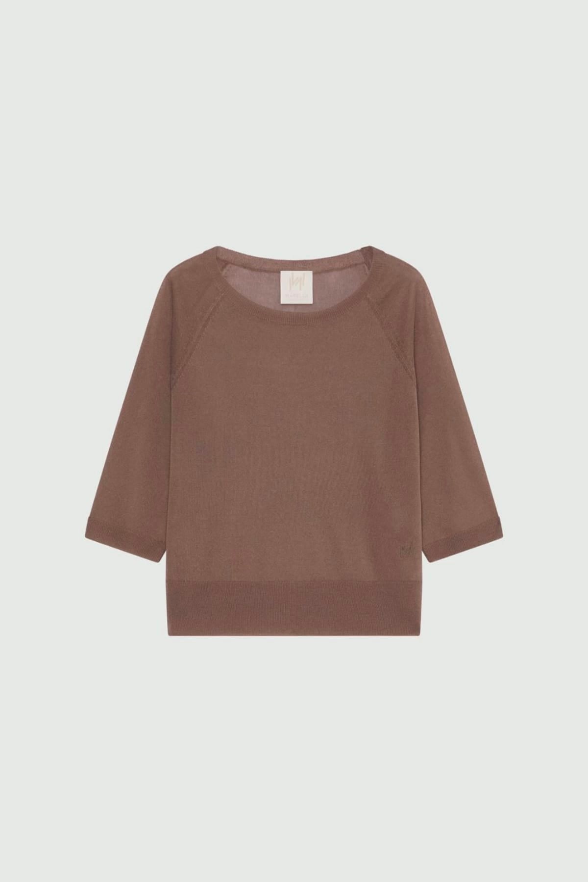 MARELLA MAGLIA-CANOTTIERA-TOP  MARRONE / XXS Maglia in tulle di viscosa Marella Monochrome Mlmconico