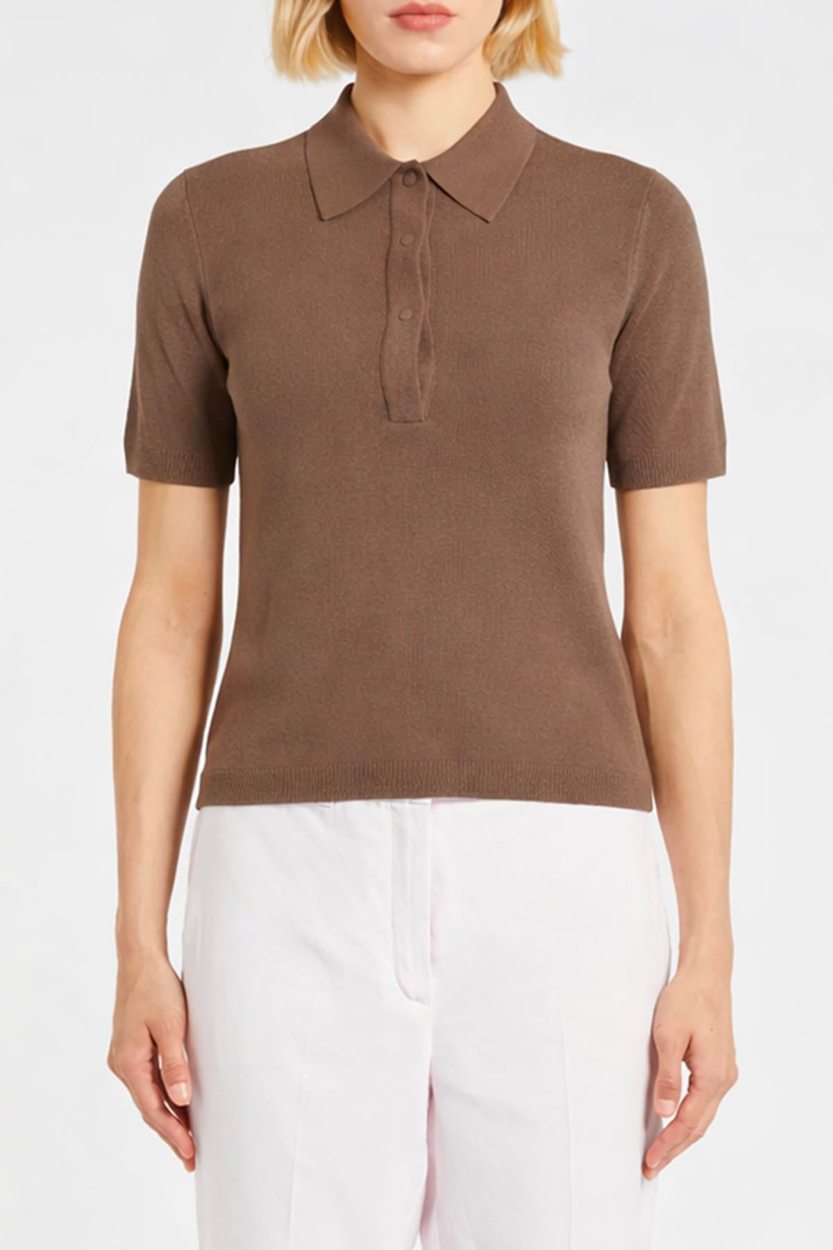 MARELLA MAGLIA-CANOTTIERA-TOP  MARRONE / XXS Polo in maglia donna Marella Monochrome Mlmalcamo