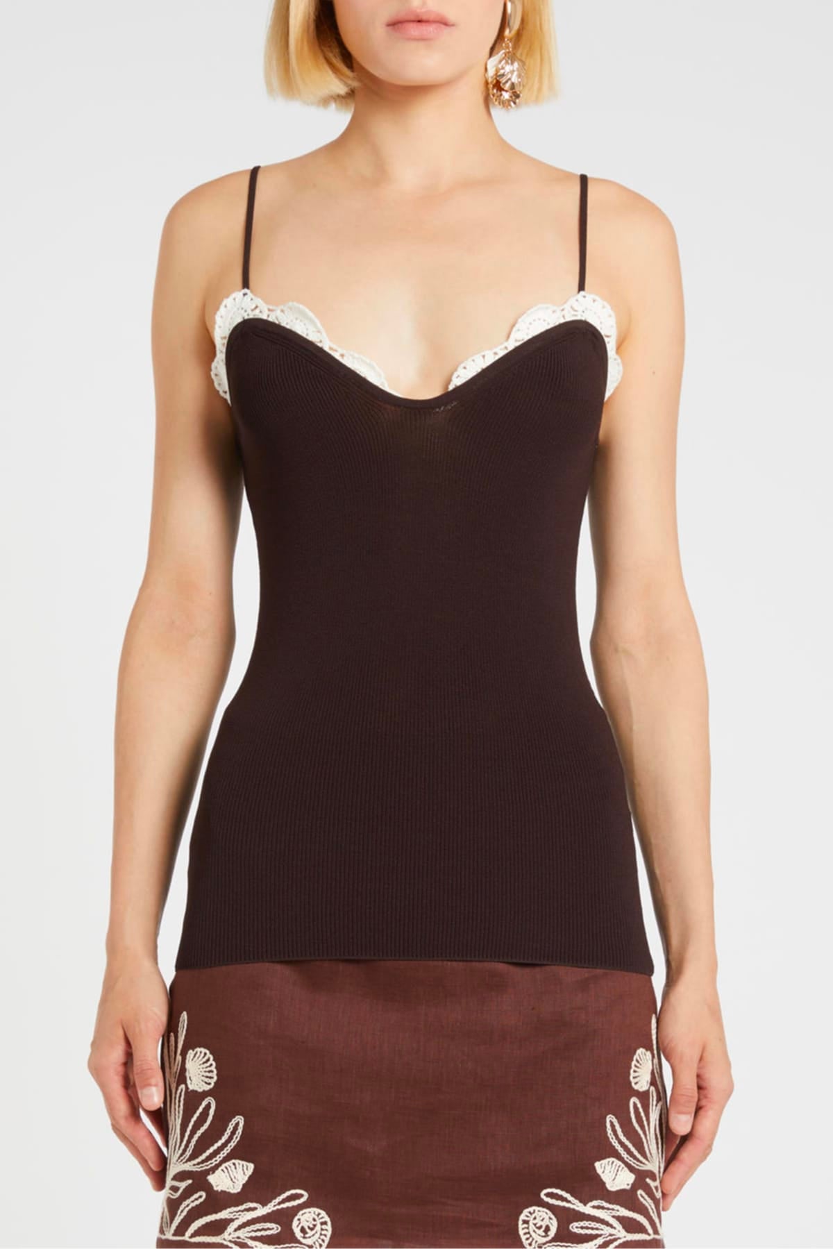 MARELLA MAGLIA-CANOTTIERA-TOP  MARRONE / XXS top donna marella Mllgestro