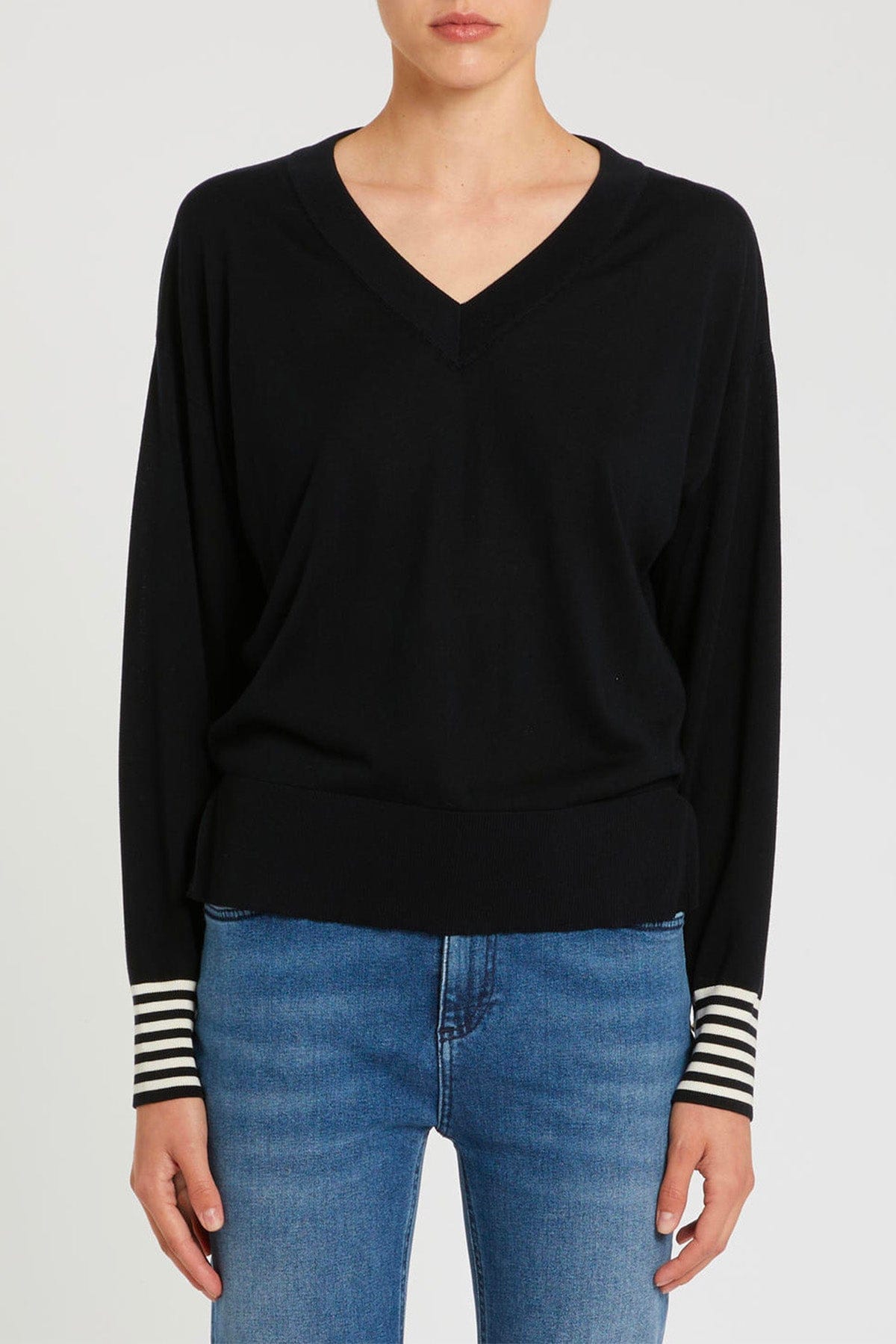 MARELLA MAGLIA-CANOTTIERA-TOP  PANNA / BLU / XXS Maglia rigata donna Marella Polo