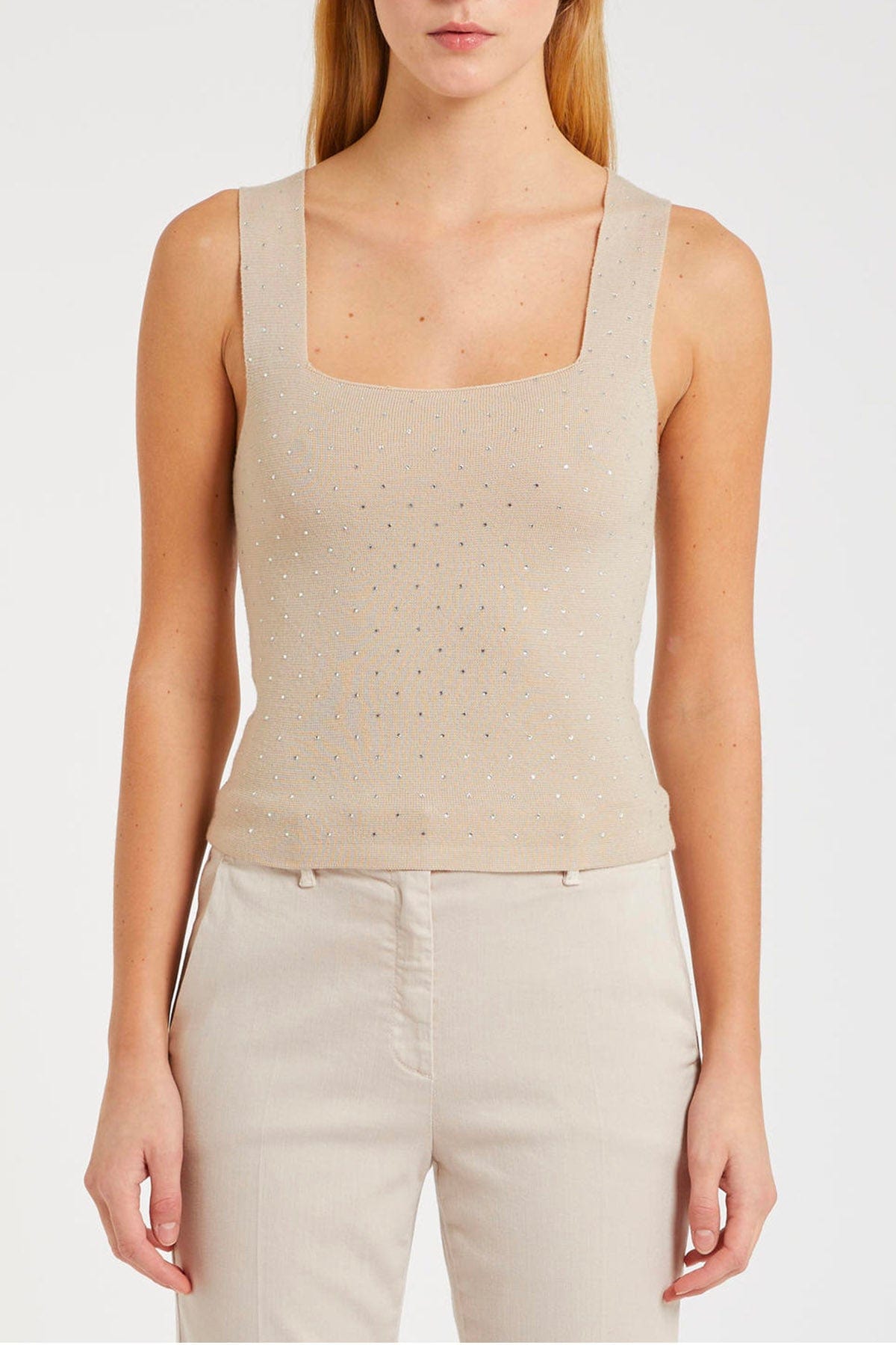 MARELLA MAGLIA-CANOTTIERA-TOP  PANNA / XXS Canotta in lana donna Marella Monochrome Afide2