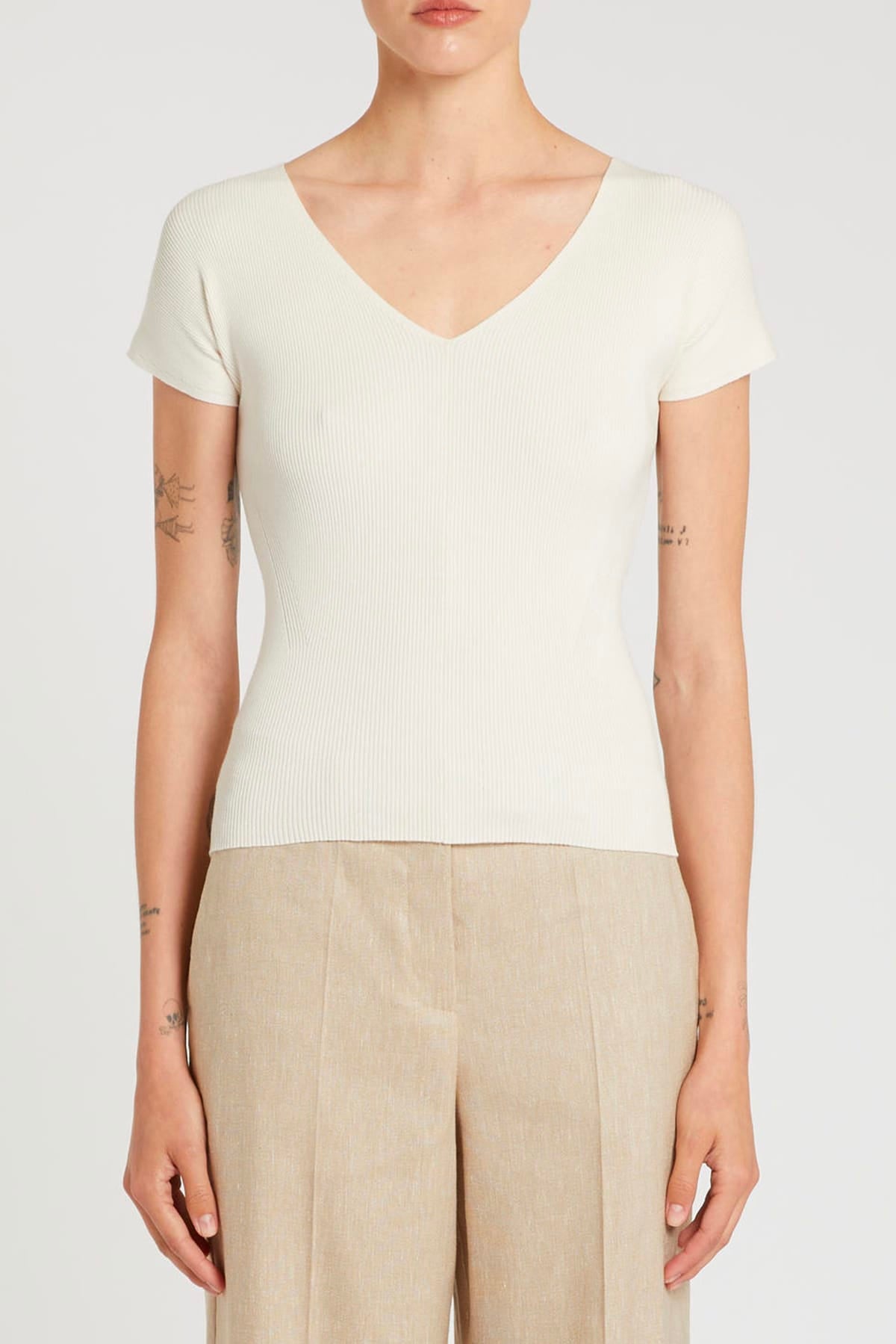 MARELLA MAGLIA-CANOTTIERA-TOP  PANNA / XXS Maglia donna slim Marella Mllorafo