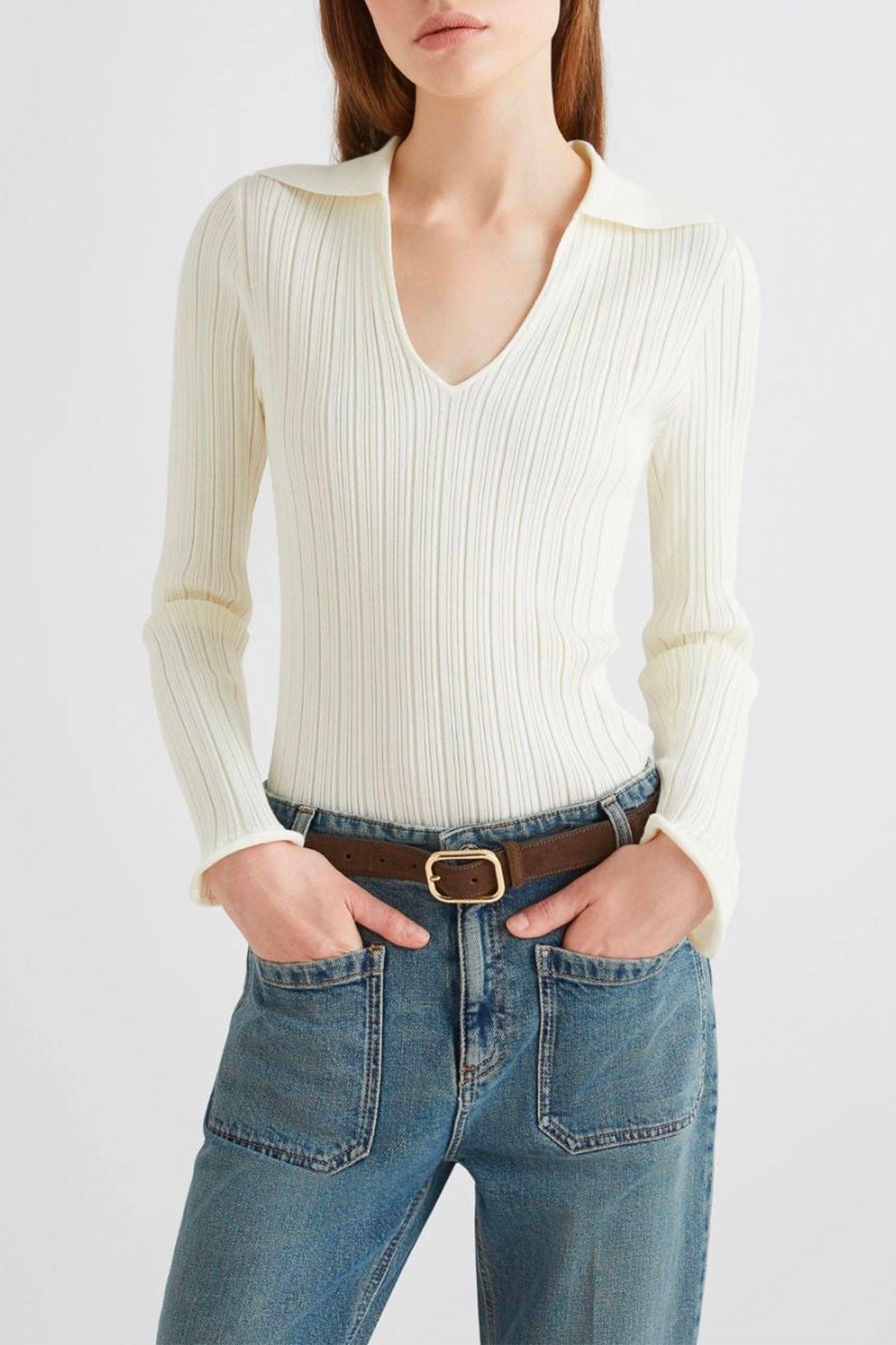 MARELLA MAGLIA-CANOTTIERA-TOP  Polo in maglia bianca Marella BInomio