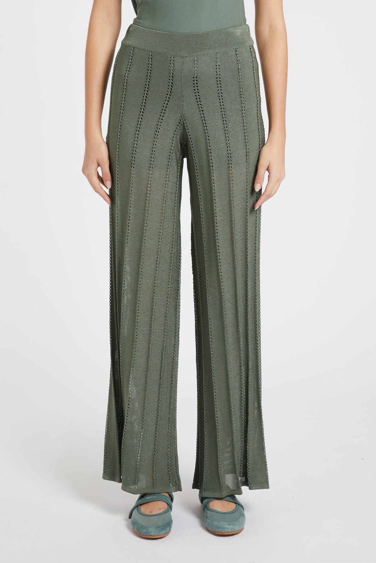 MARELLA PANTALONE IN MAGLIA  VERDE / XXS Pantaloni in maglia donna Marella Monochrome Mlmtilde
