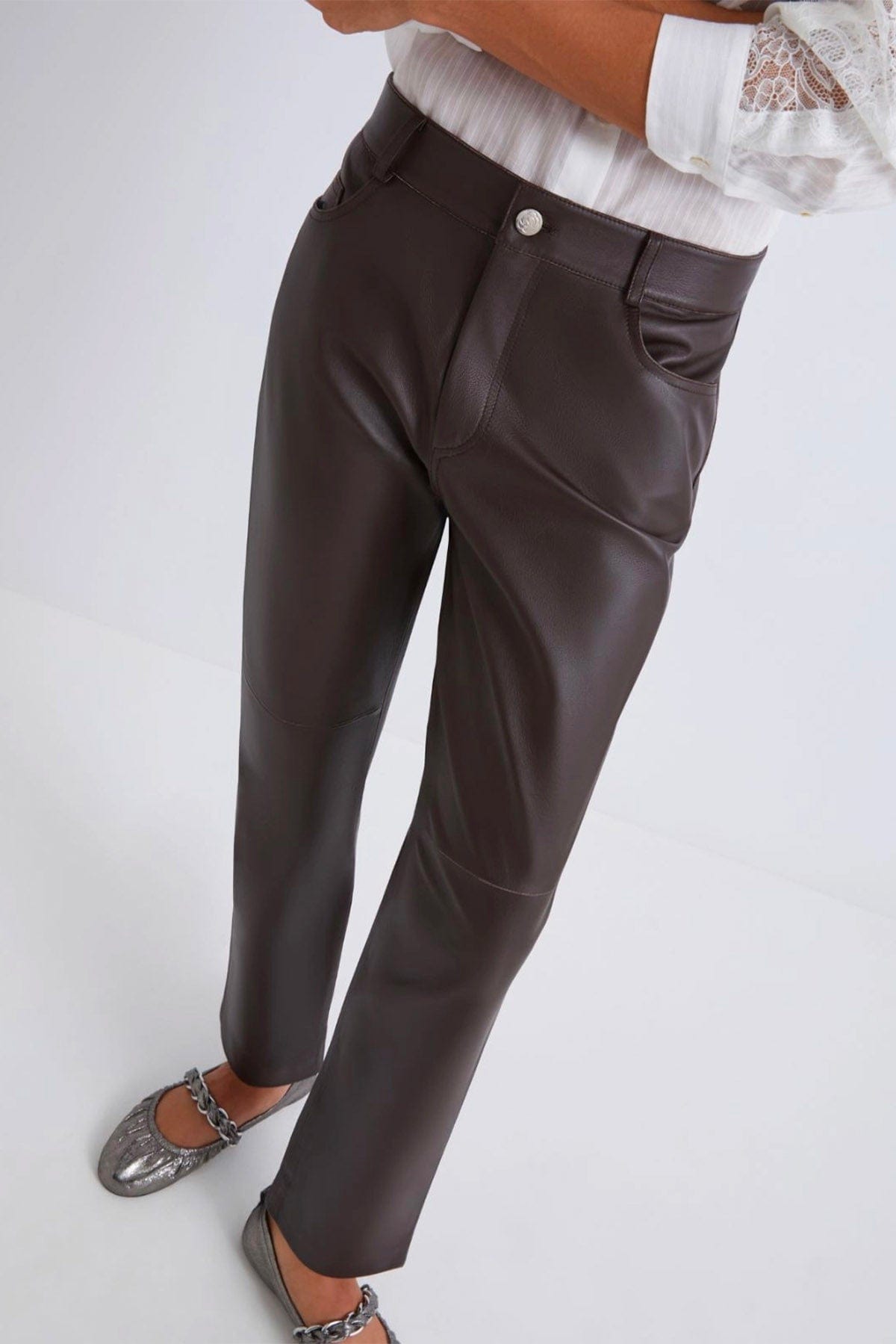MARELLA PANTALONE IN PELLE Pantaloni in pelle donna marrone Marella Doroty
