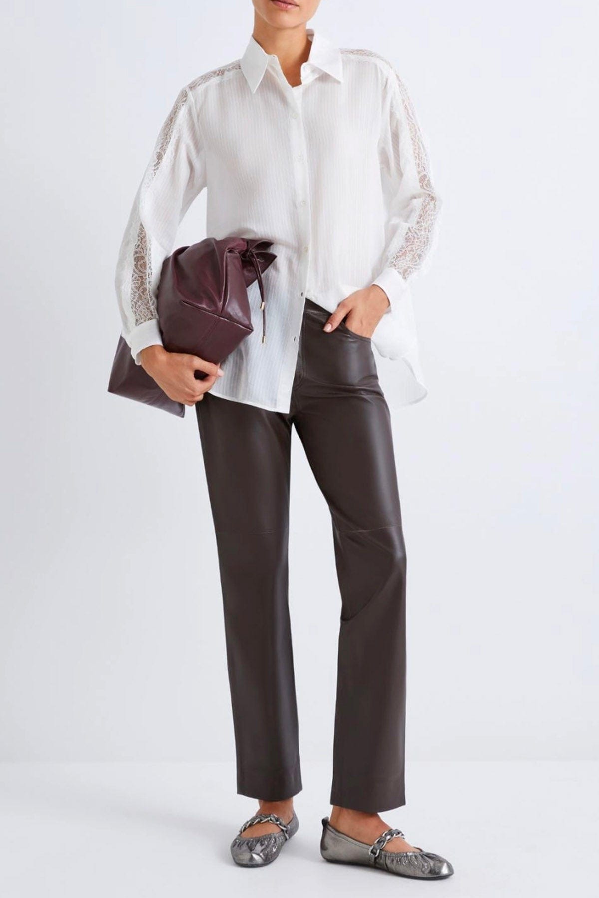 MARELLA PANTALONE IN PELLE Pantaloni in pelle donna marrone Marella Doroty