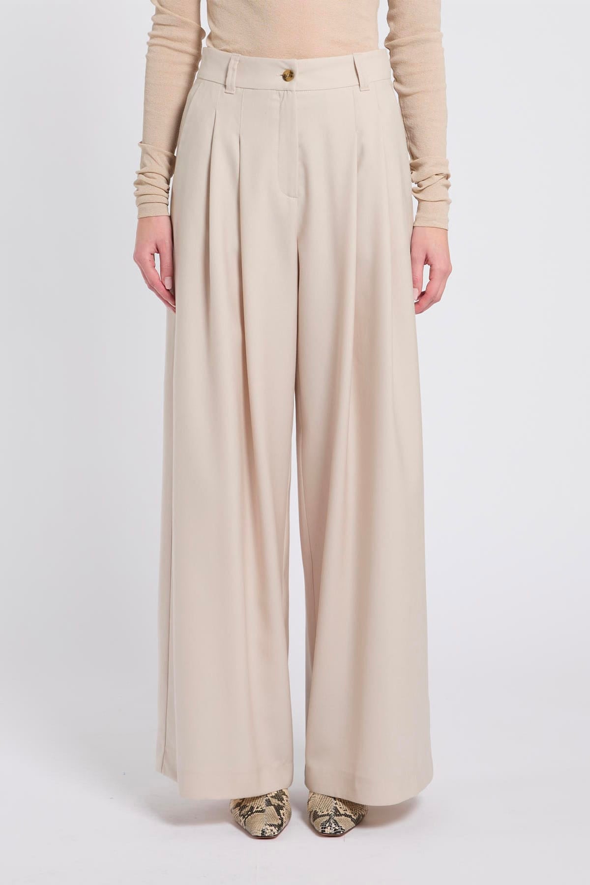 MARELLA PANTALONE LUNGO  AVENA / 34 Pantaloni fluidi in lana donna Marella Mllsalvo