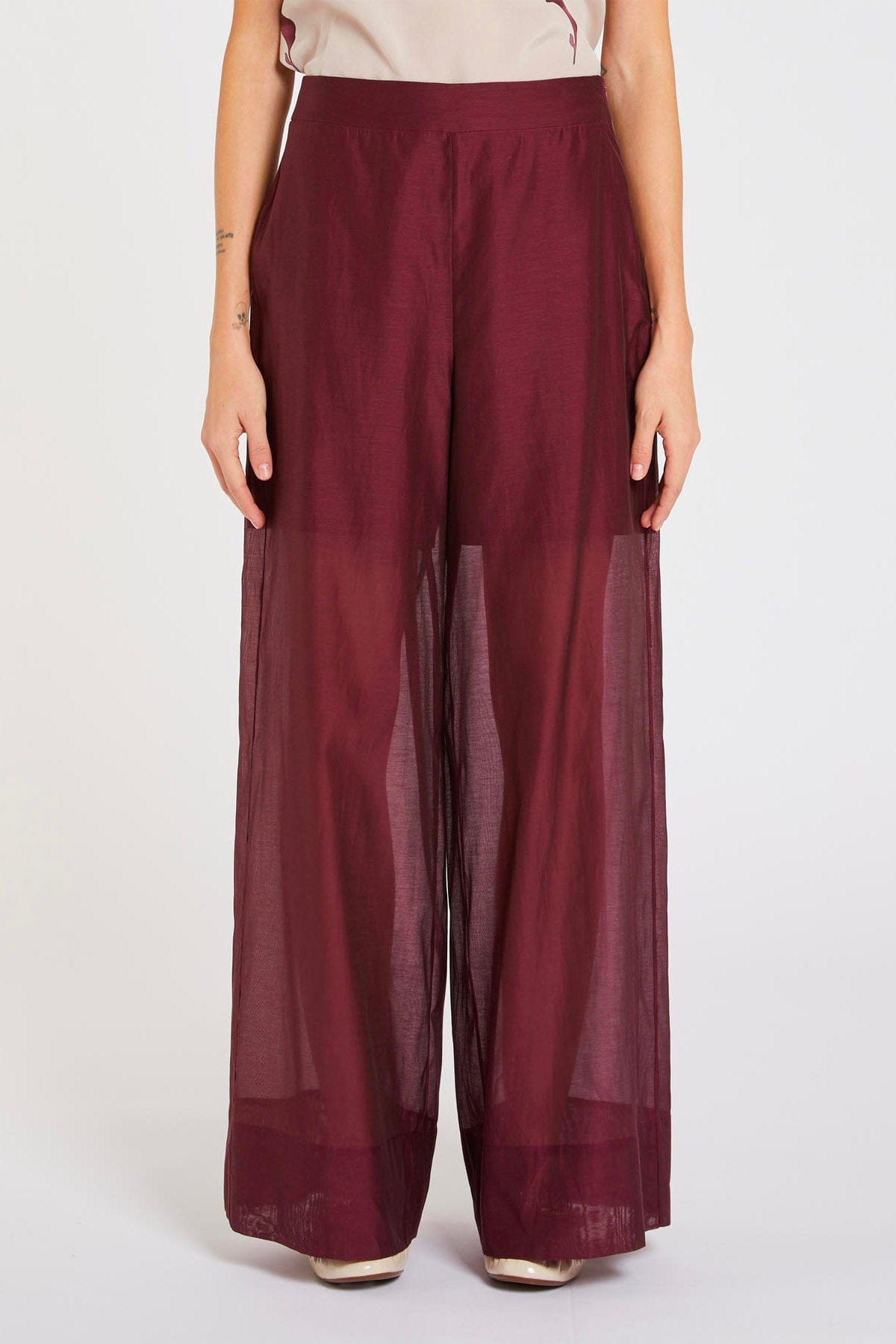 MARELLA PANTALONE LUNGO  BORDEAUX / 34 Pantalone bordeaux lungo donna Marella Pianta