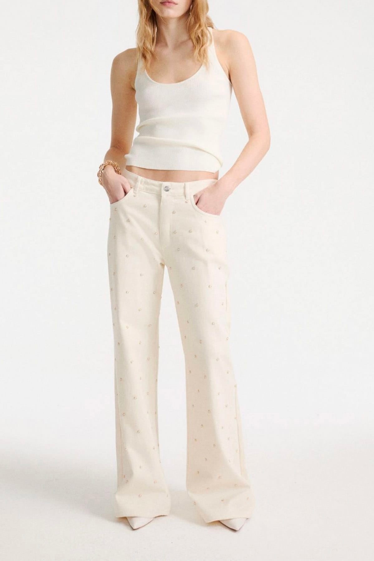 MARELLA PANTALONE LUNGO  Jeans chiari donna con strass applicati Marella Mlswleg4