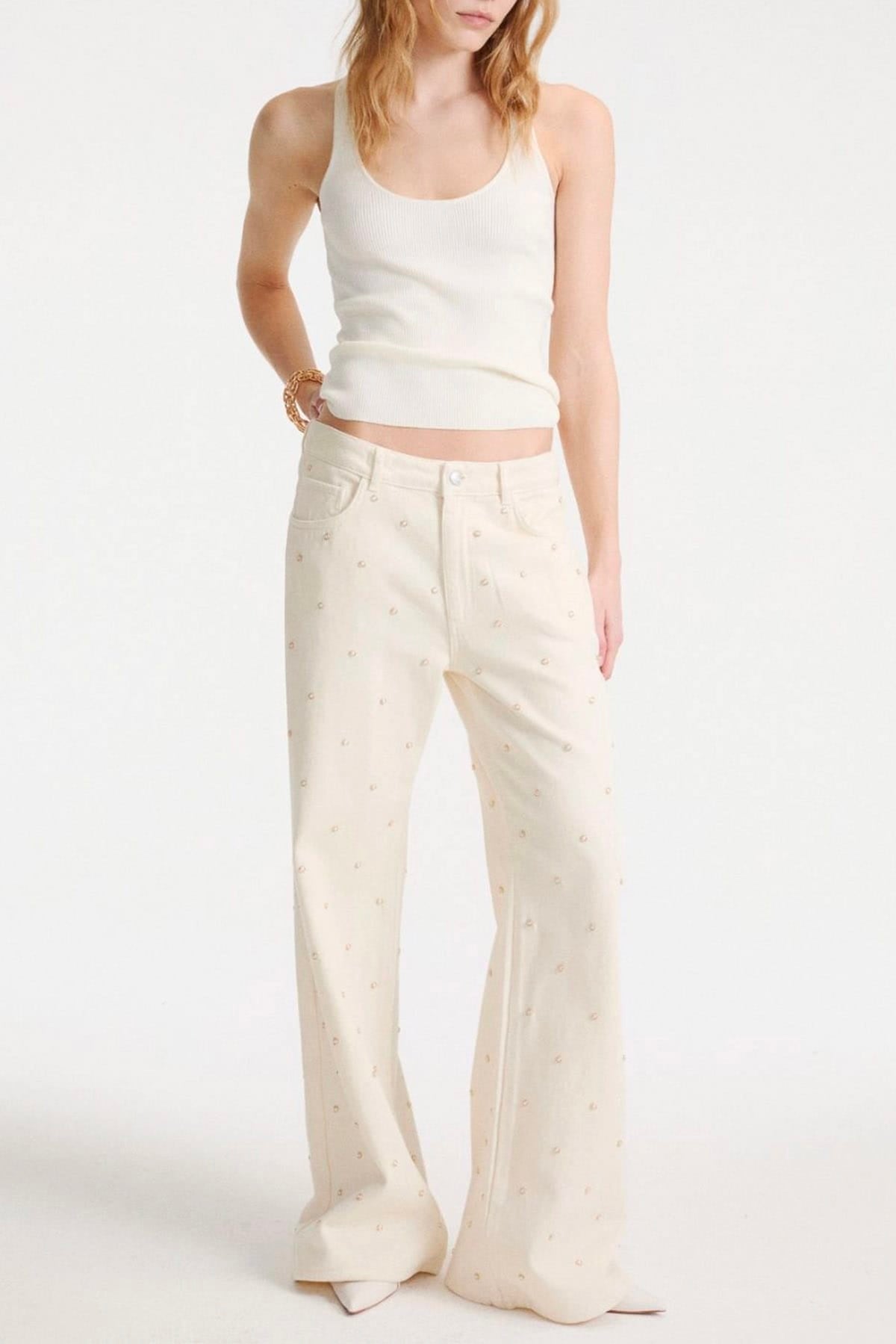 MARELLA PANTALONE LUNGO  Jeans chiari donna con strass applicati Marella Mlswleg4