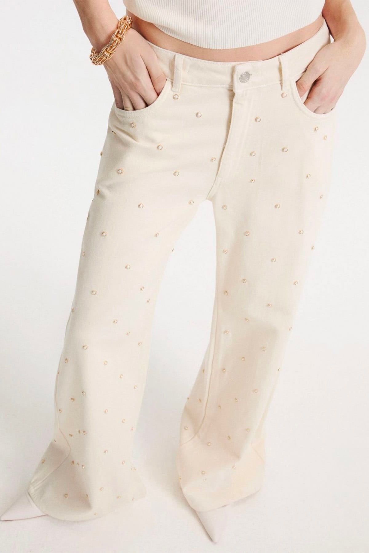 MARELLA PANTALONE LUNGO  Jeans chiari donna con strass applicati Marella Mlswleg4