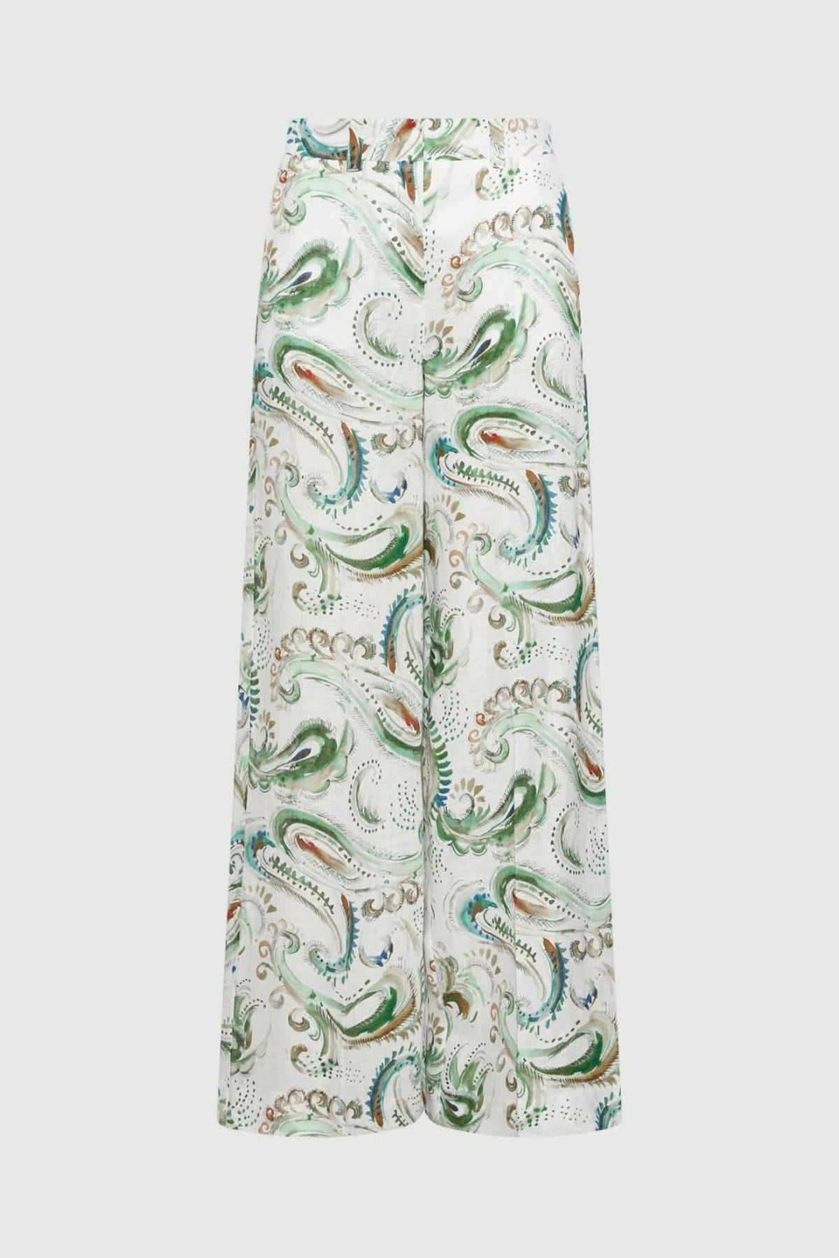 MARELLA PANTALONE LUNGO  LINO STAMPATO / 34 Pantalone in lino stampato donna Marella Mlldomino