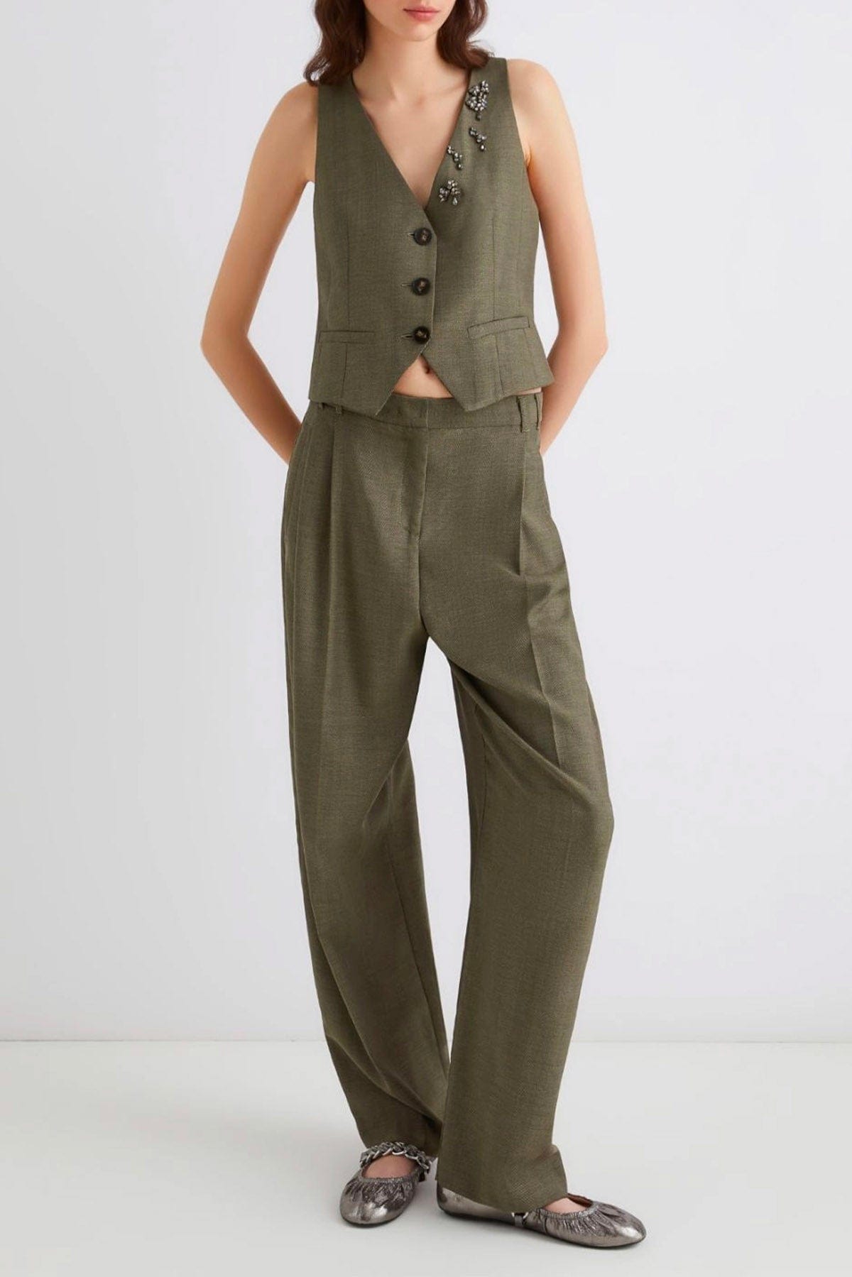 MARELLA PANTALONE LUNGO  Pantalone effetto resca donna Marella Hull
