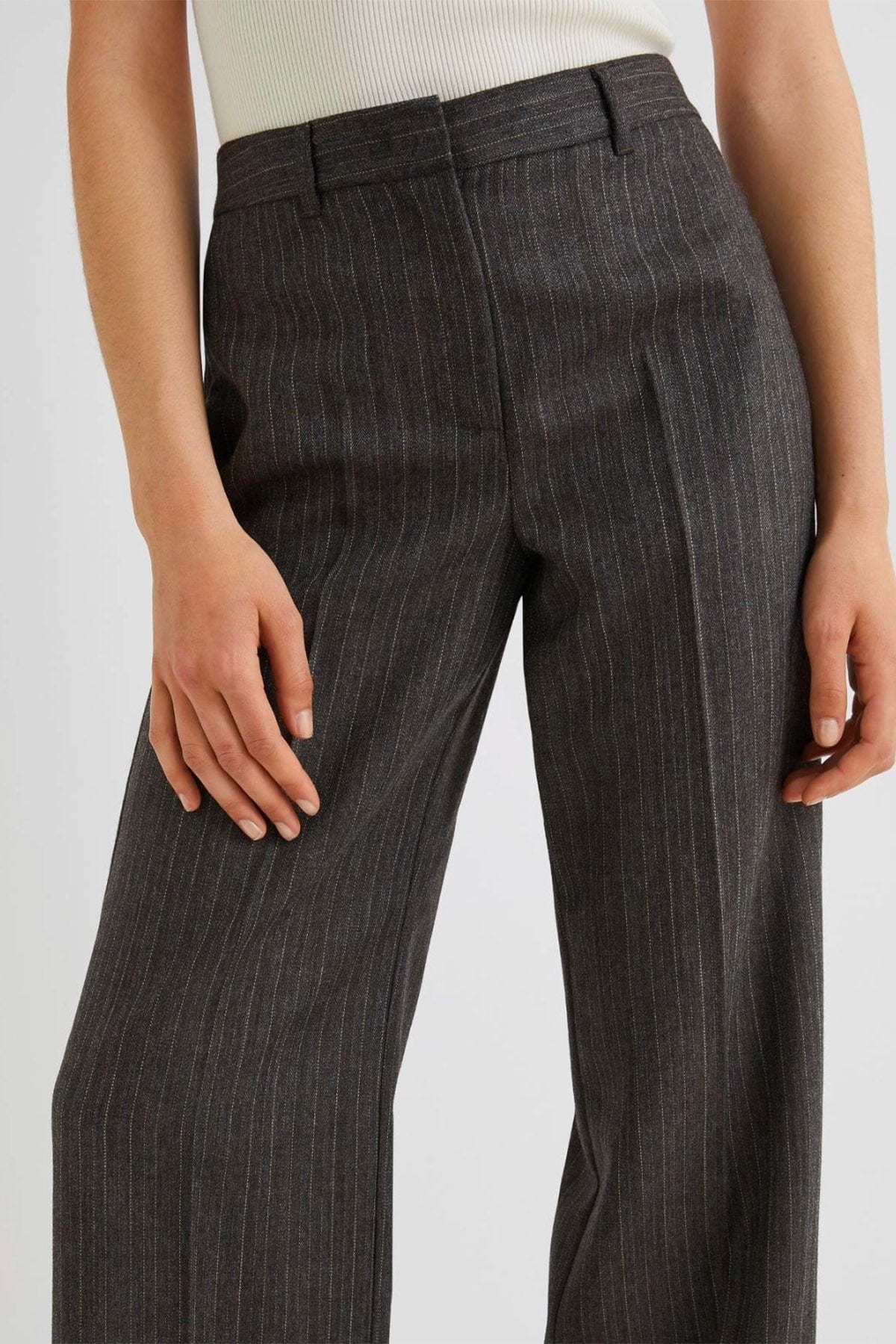 MARELLA PANTALONE LUNGO  Pantalone in lana marrone melange Marella Renoir