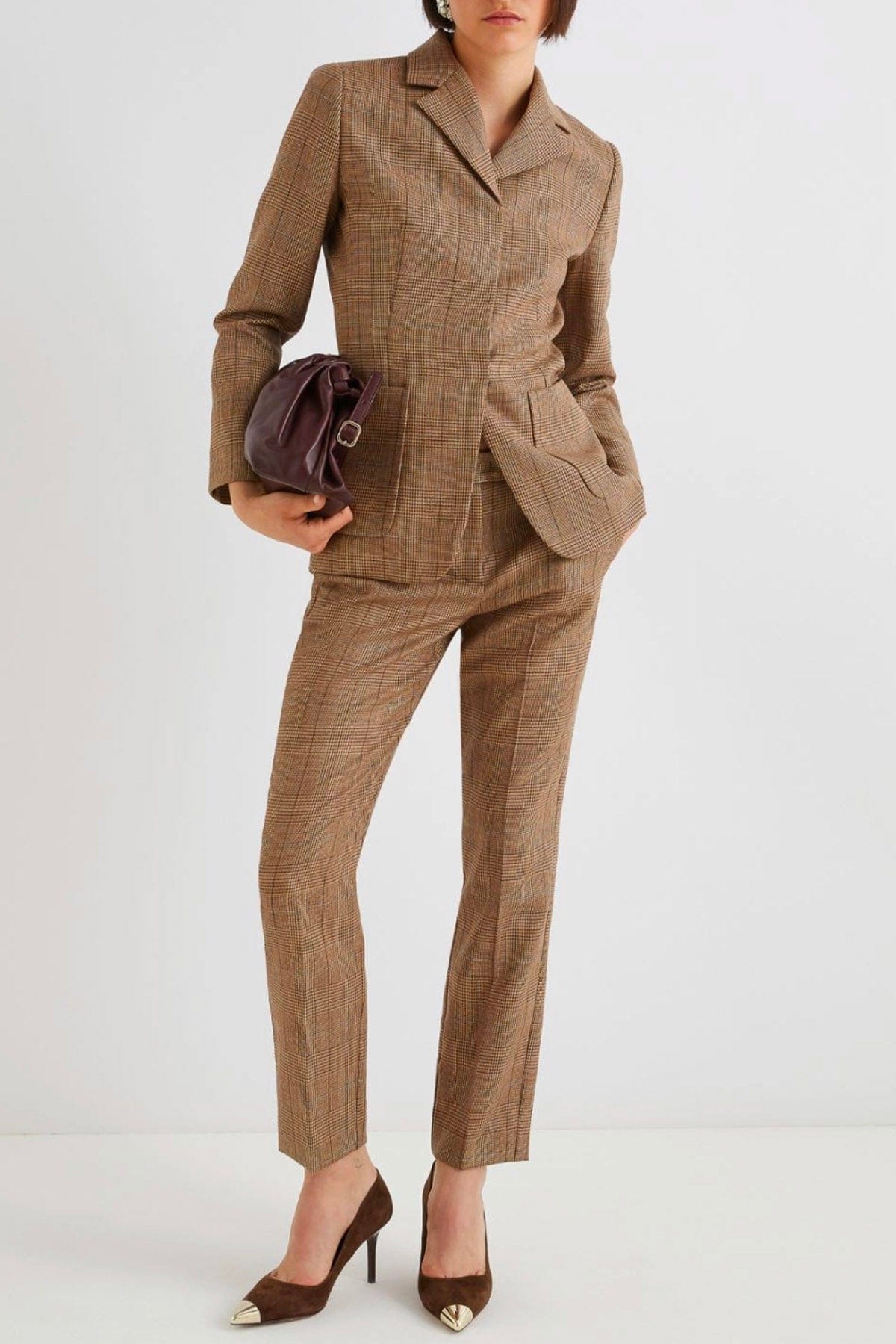 MARELLA PANTALONE LUNGO  Pantalone in lana principio di galles beige Marella Margie