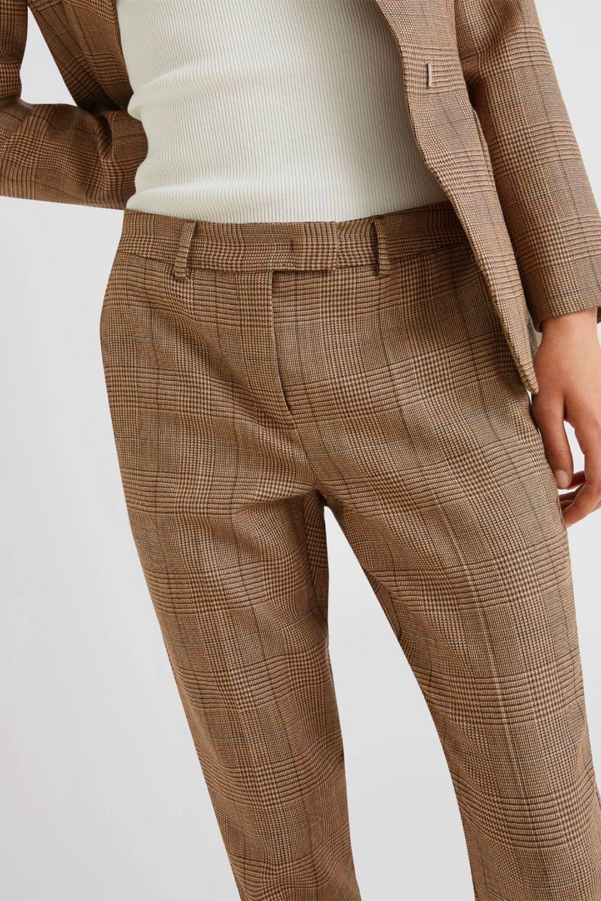 MARELLA PANTALONE LUNGO  PRINCIPIO DI GALLES BEIGE / 34 Pantalone in lana principio di galles beige Marella Margie