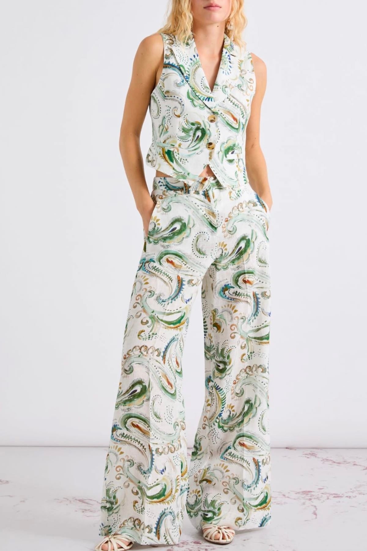 MARELLA PANTALONE LUNGO  Pantalone in lino stampato donna Marella Mlldomino