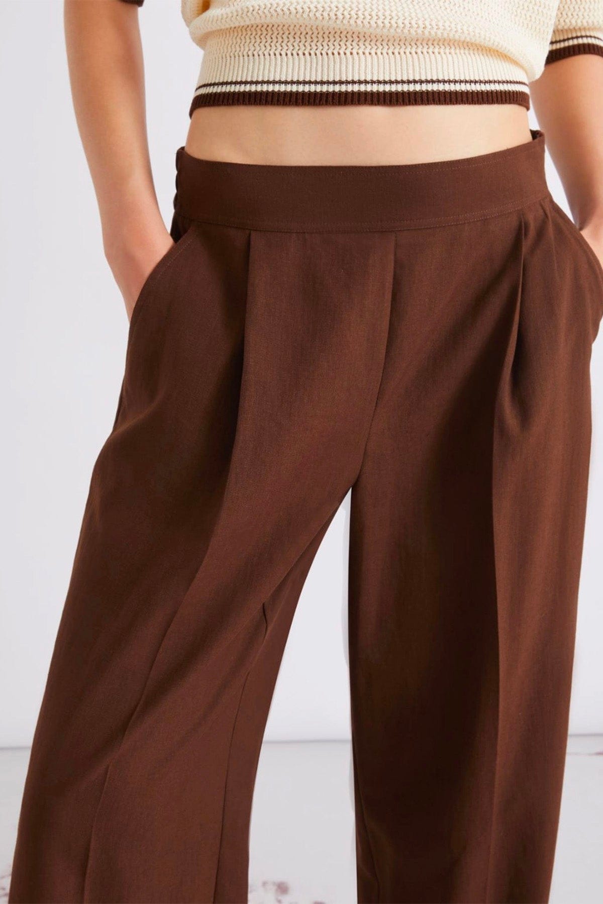 MARELLA PANTALONE LUNGO  MARRONE / 34 Pantaloni ampi donna Marella Targa
