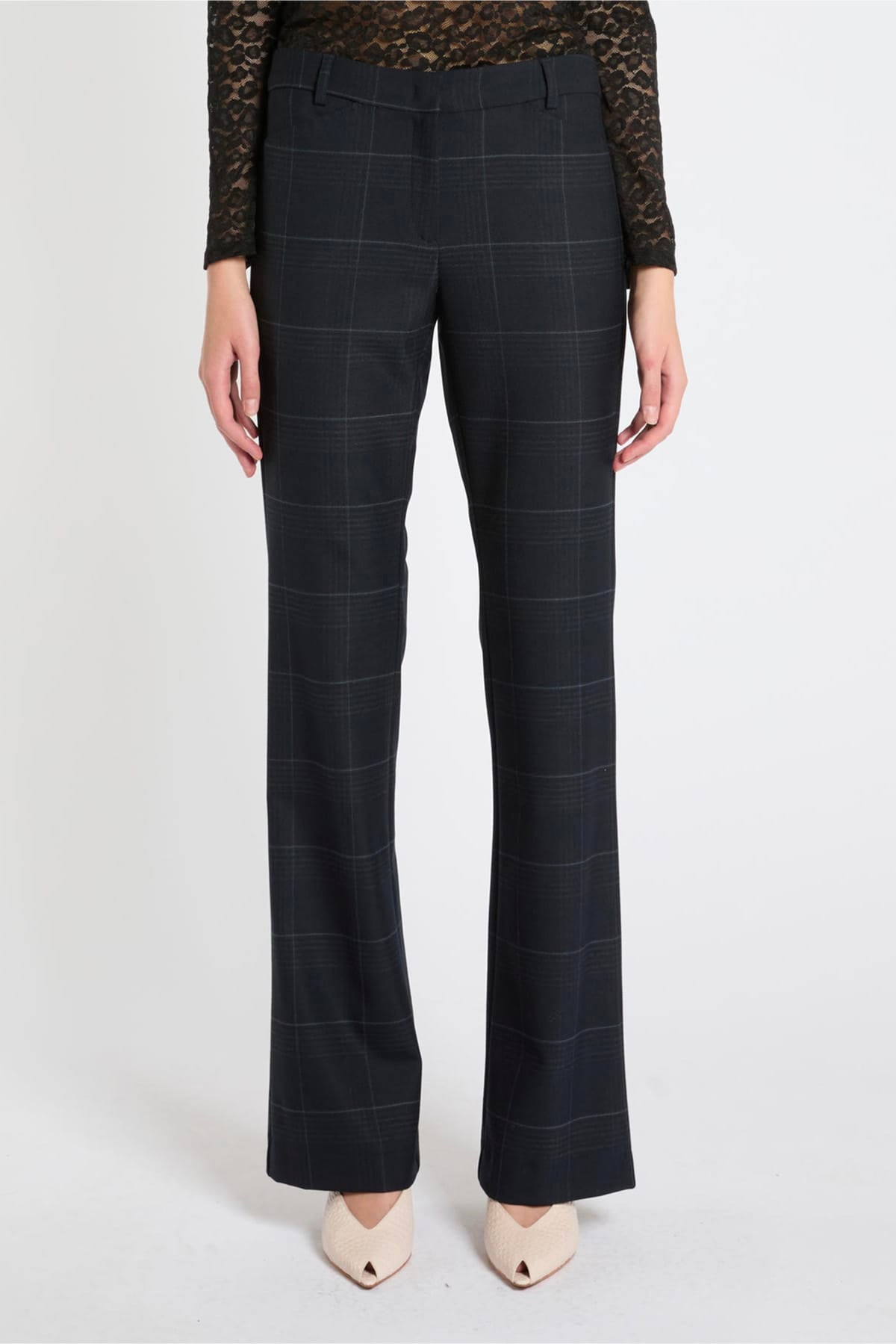 MARELLA PANTALONE LUNGO  BLU NAVY SCOZZESE / 34 Pantaloni donna blu check Marella Mllgalante
