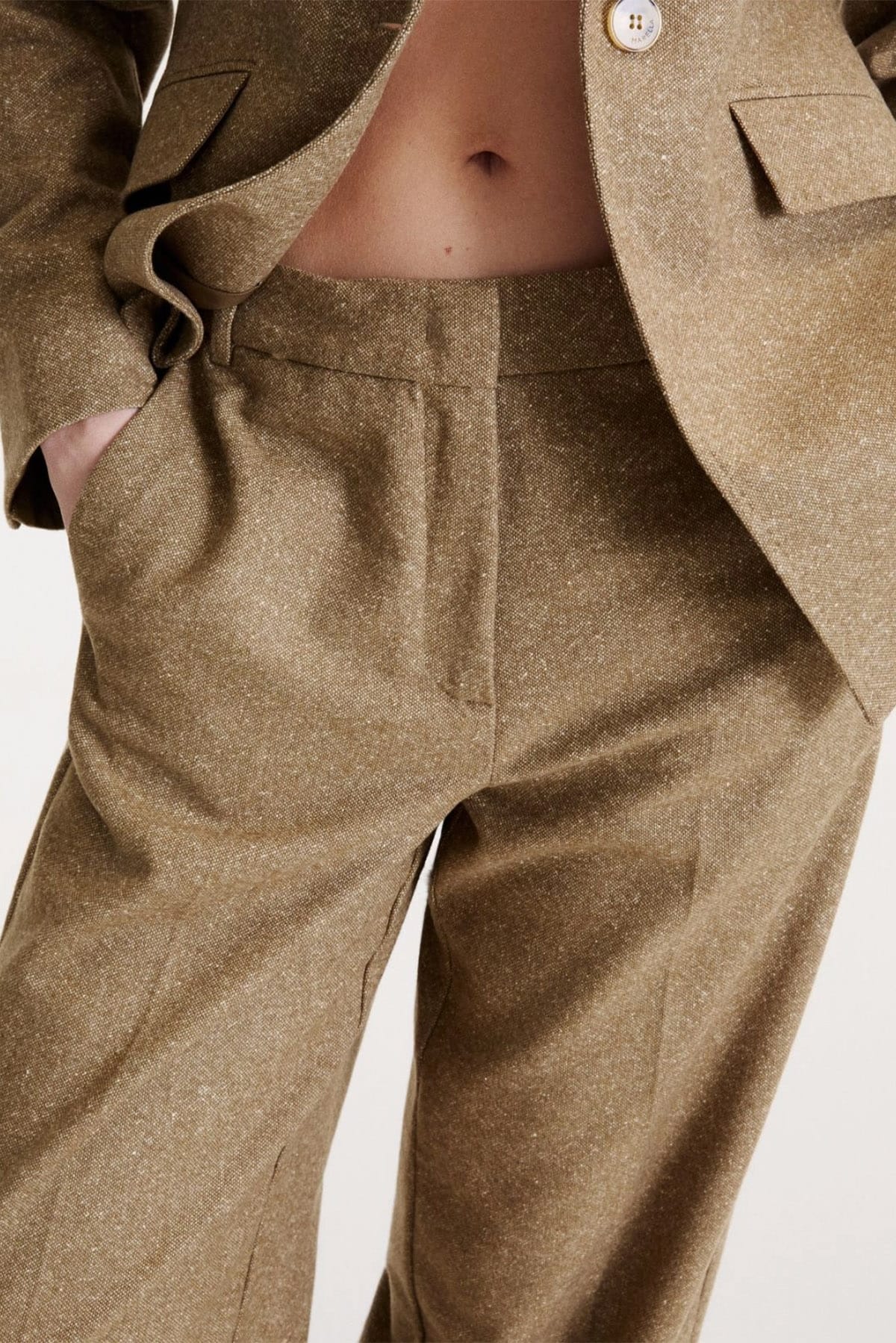 MARELLA PANTALONE LUNGO  NATURALE TWEED / 34 Pantaloni in misto lana e seta tweed Marella Mllpoggio