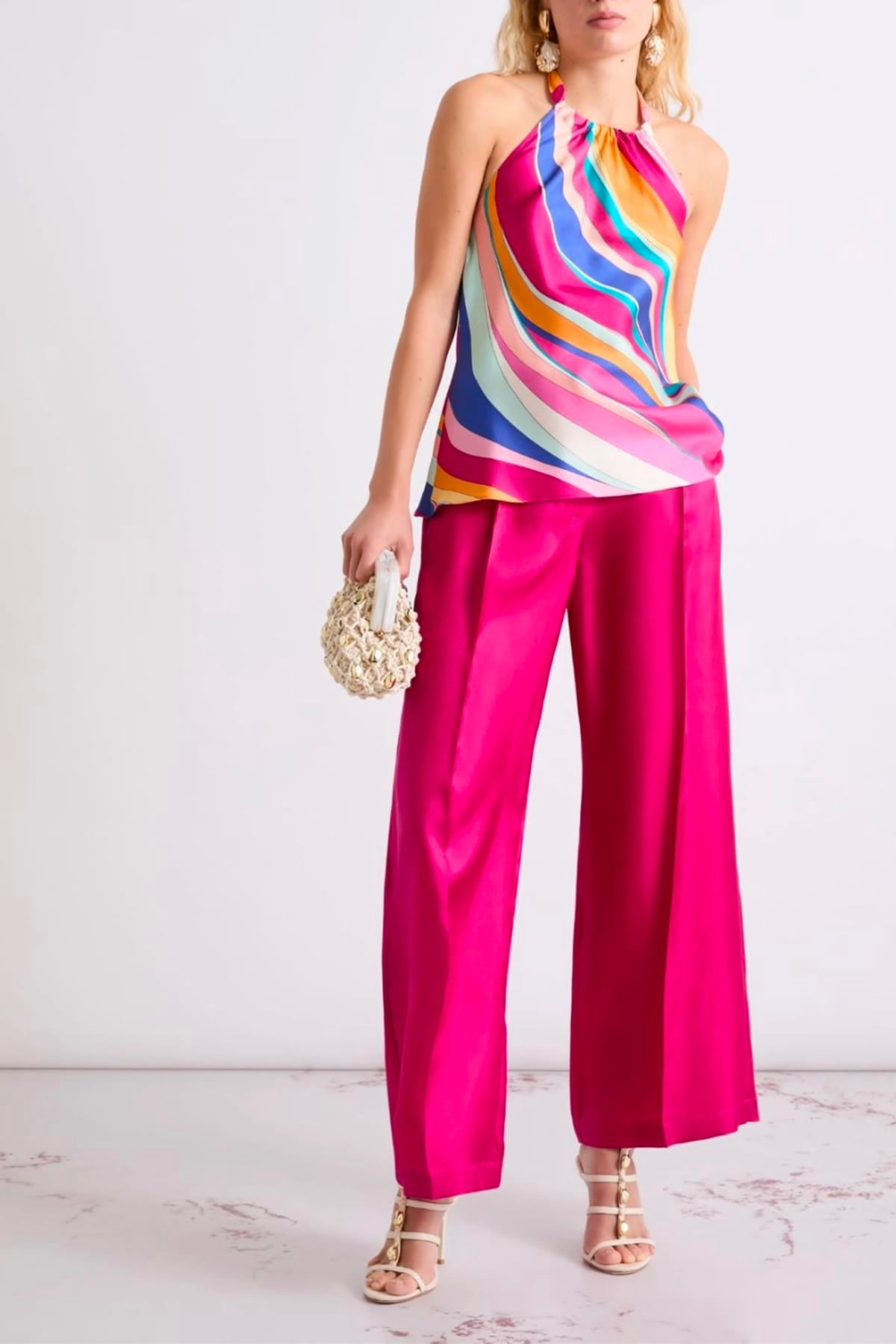 MARELLA PANTALONE LUNGO  Pantaloni in seta fluidi Fuxia Marella Mllariete