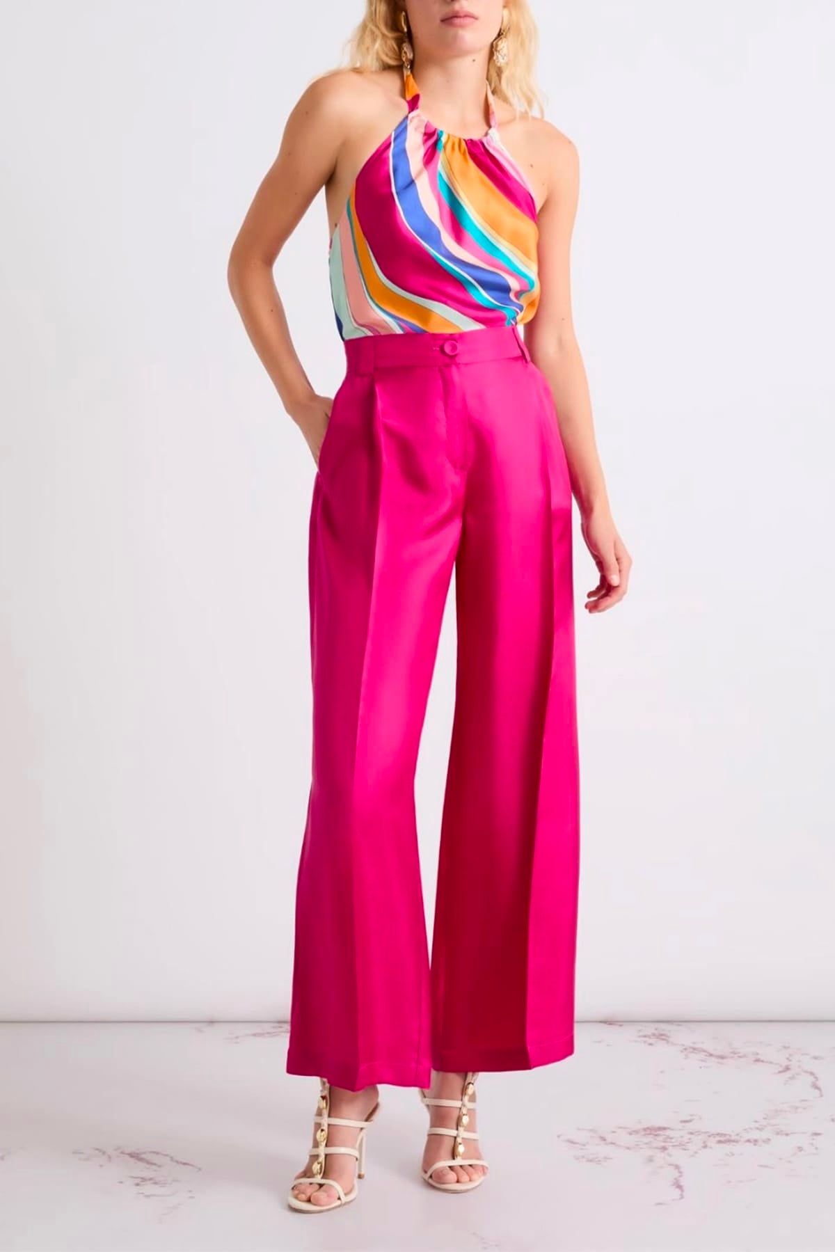 MARELLA PANTALONE LUNGO  Pantaloni in seta fluidi Fuxia Marella Mllariete