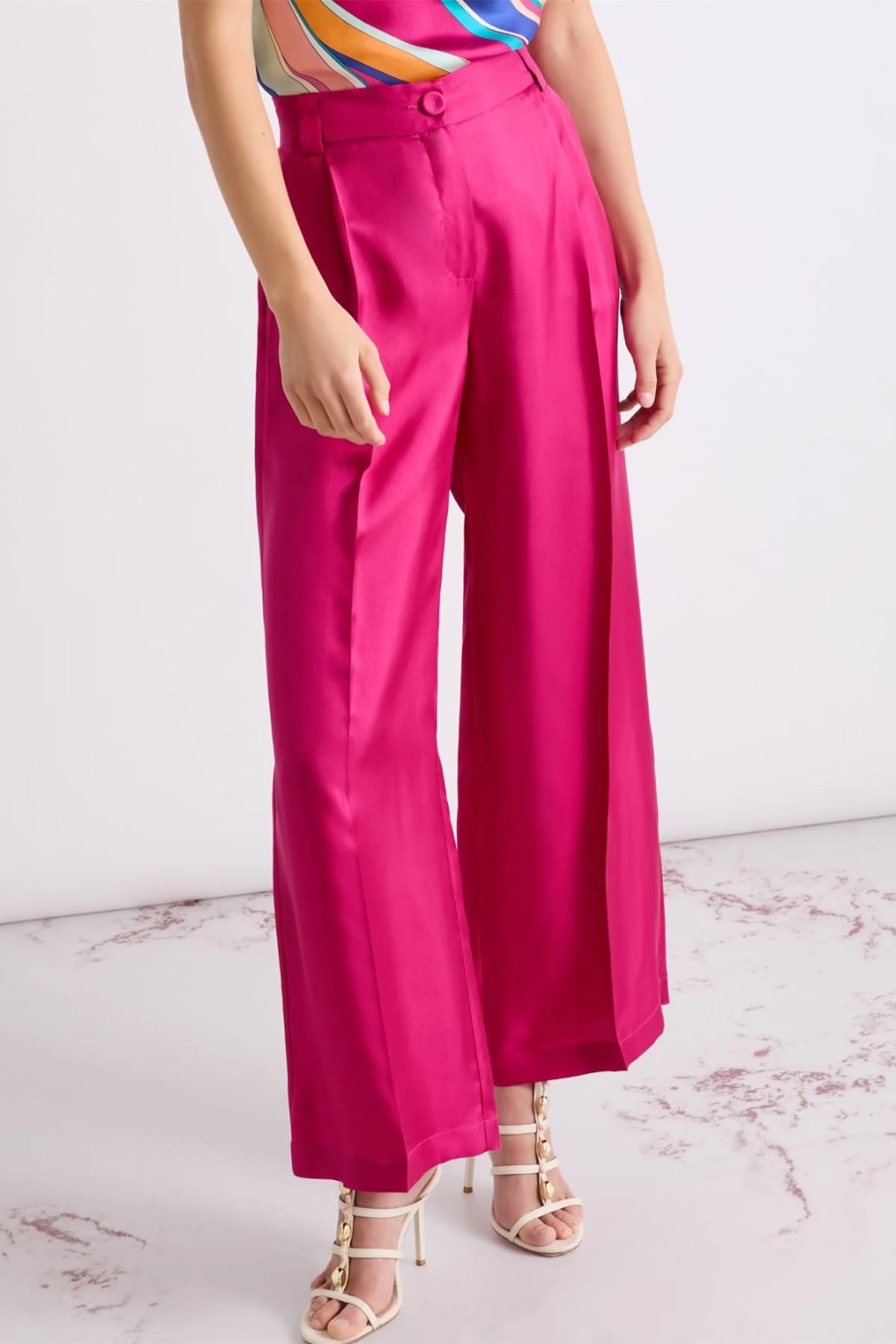 MARELLA PANTALONE LUNGO  Pantaloni in seta fluidi Fuxia Marella Mllariete