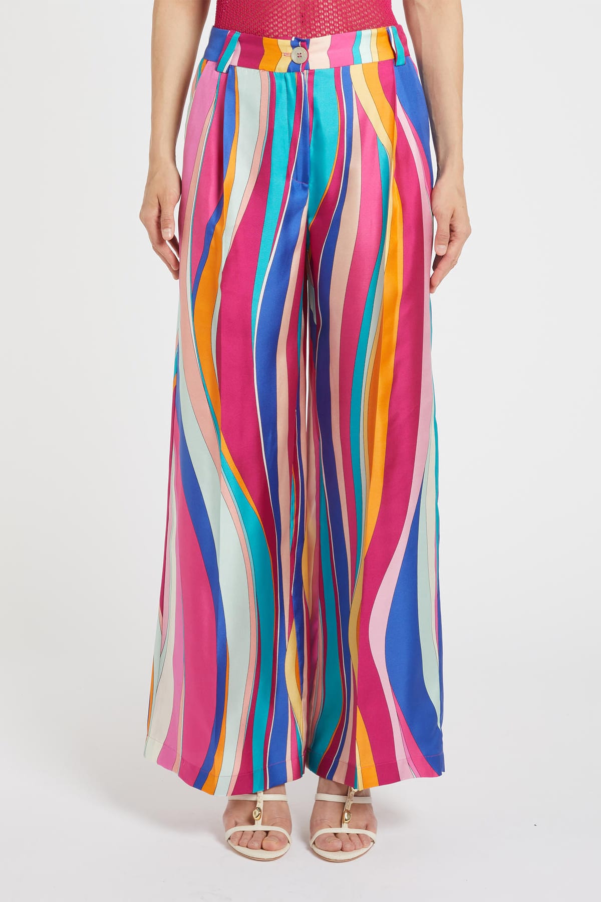 MARELLA PANTALONE LUNGO  RIGATO MULTICOLOR / 34 Pantalone over in seta donna Marella Mllopossum