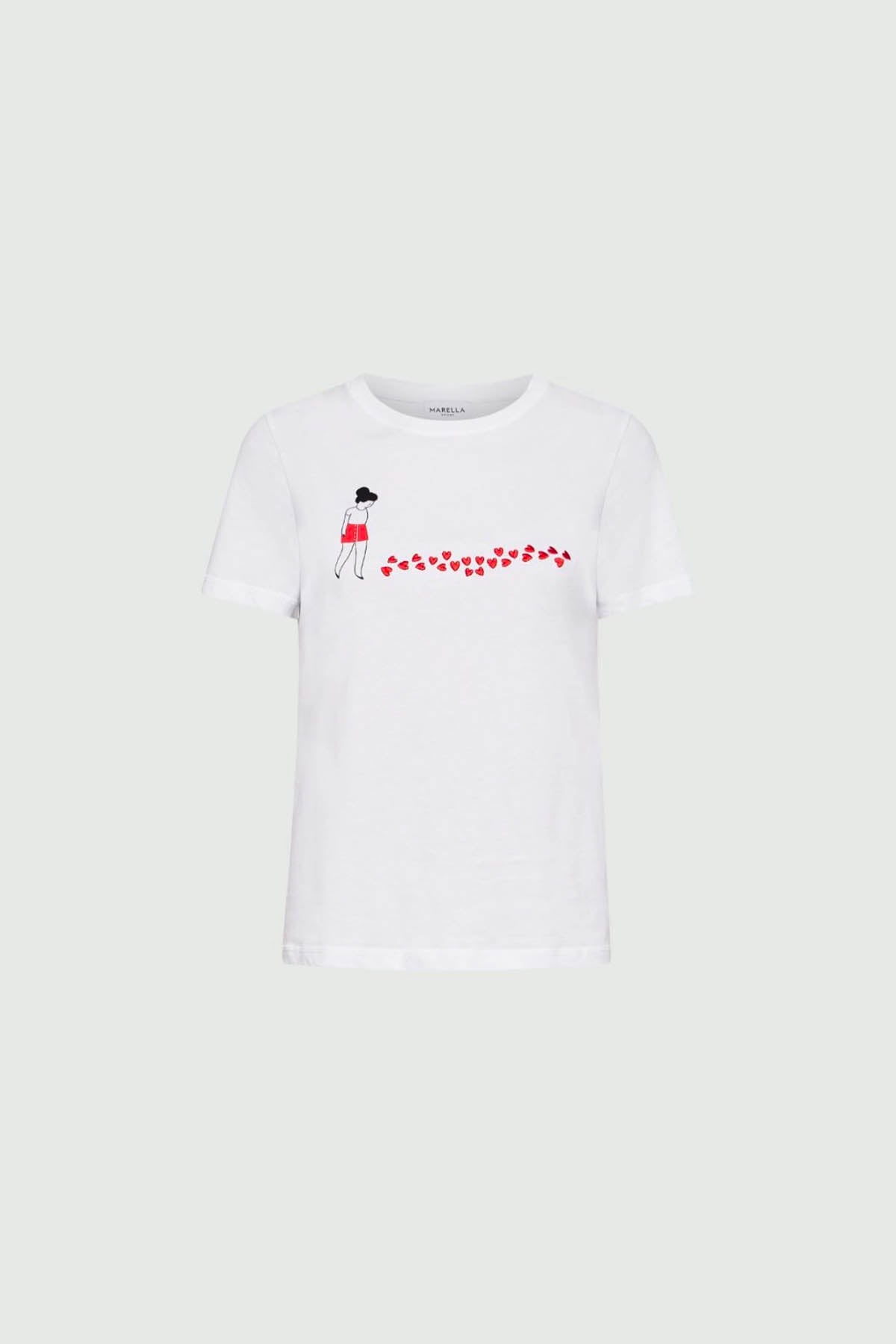 MARELLA T&#39;SHIRT  HEART FOOTPRINT / XXS T-Shirt Donna Marella Speme