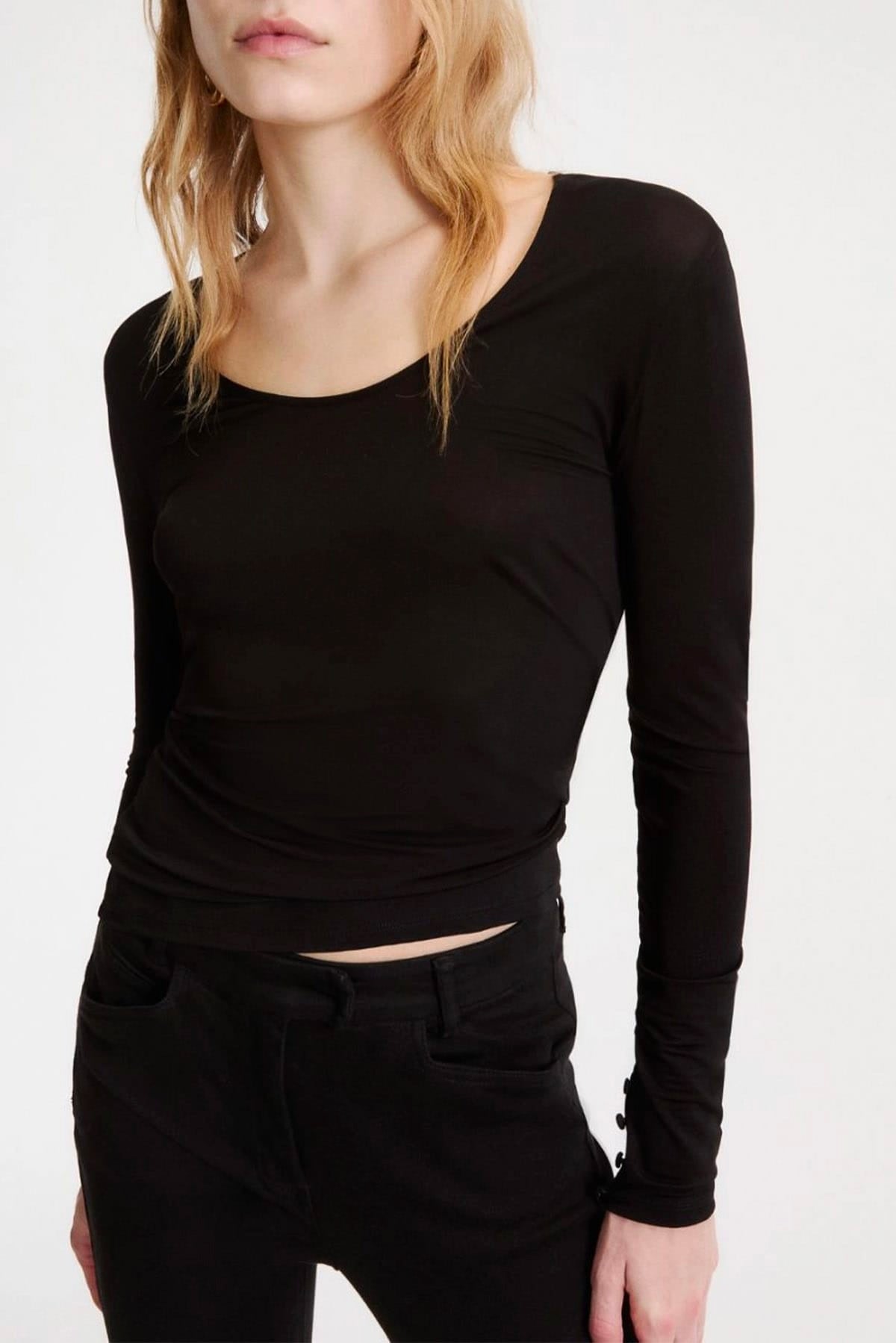 MARELLA T'SHIRT  Maglia maniche lunghe nera donna Marella Mlsribes