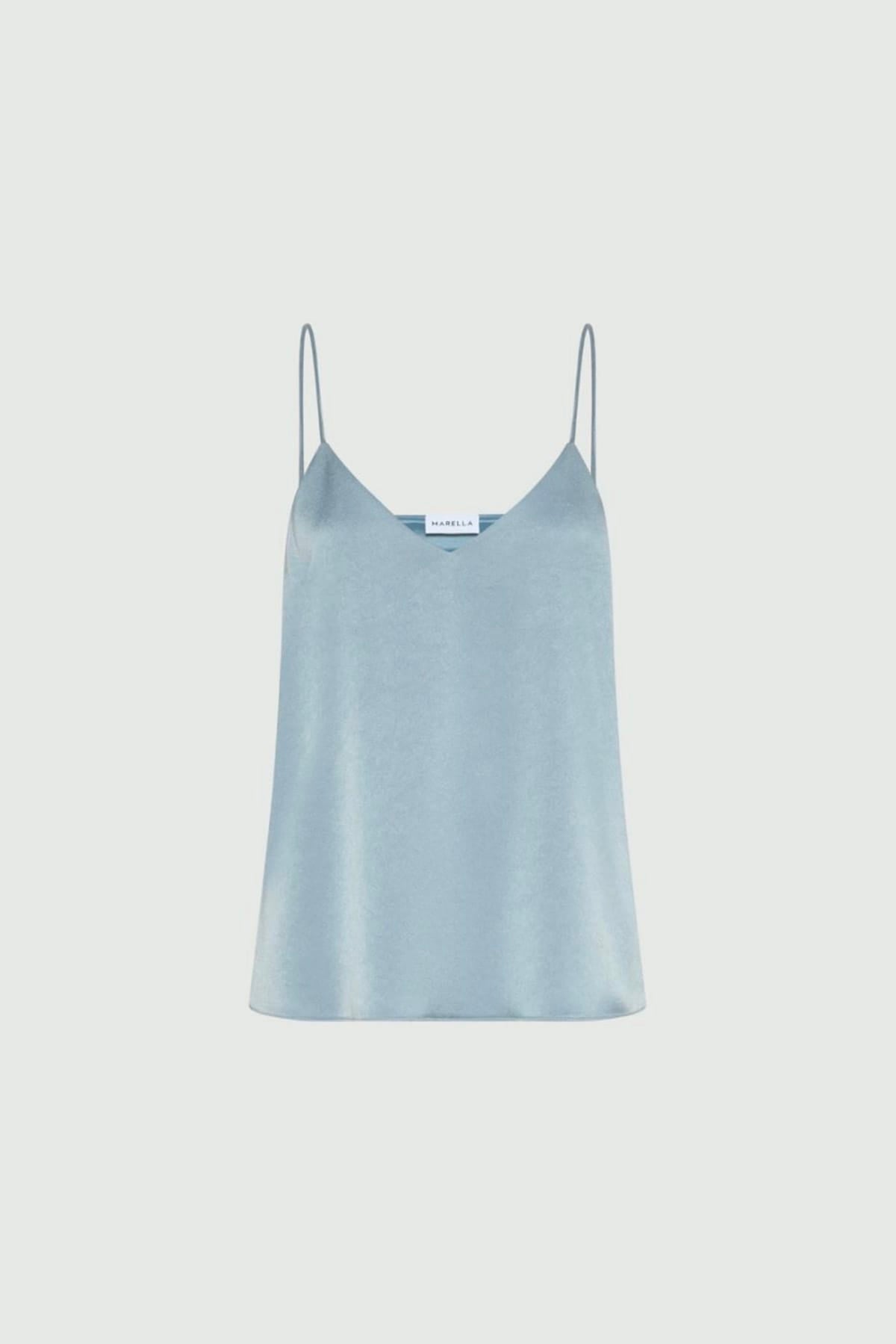 MARELLA TOP-CANOTTIERA IN TES.  AZZURRO / 34 Top donna in raso Marella Mlloscuri