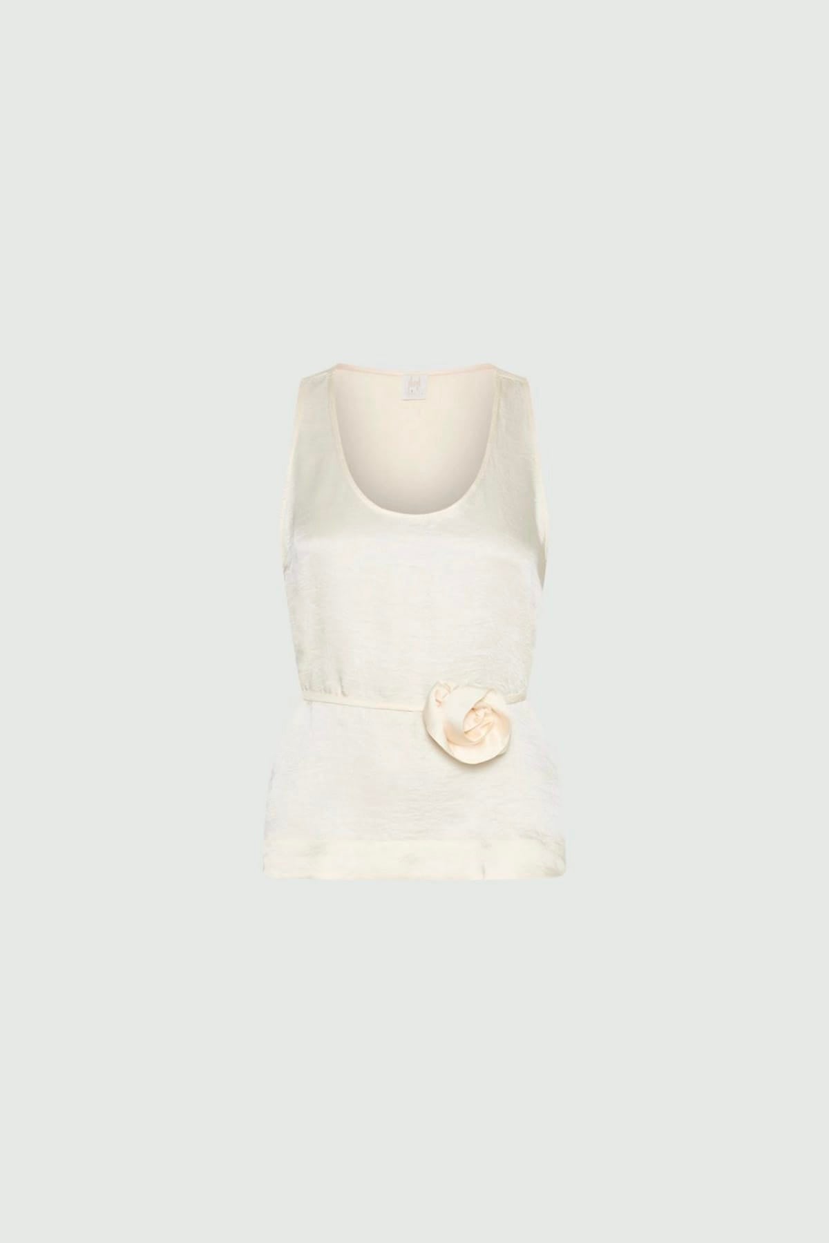 MARELLA TOP-CANOTTIERA IN TES.  BIANCO / 34 Top in raso donna Marella Monochrome Mlmapogeo