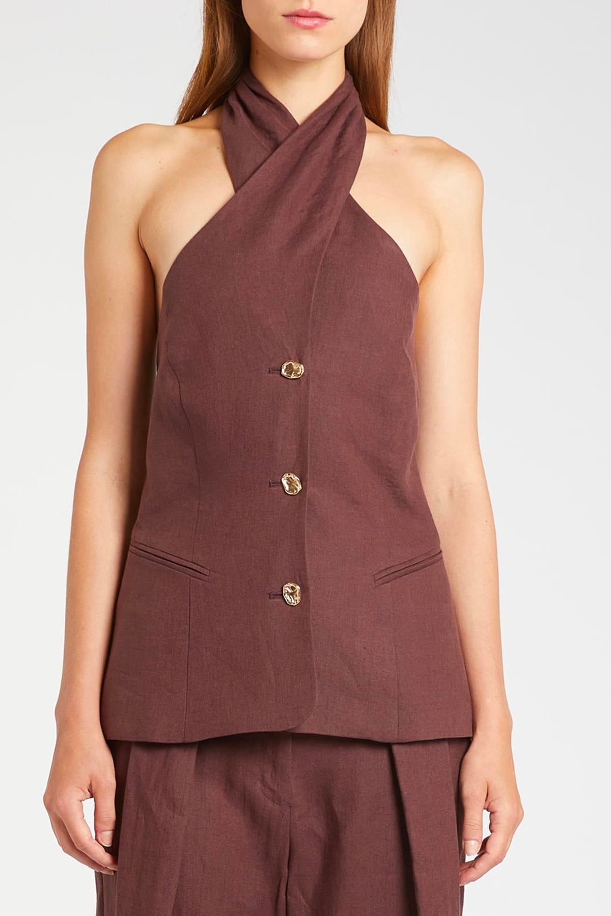 MARELLA TOP-CANOTTIERA IN TES.  MARRONE / 34 Top donna Marella marrone Mllgiorno